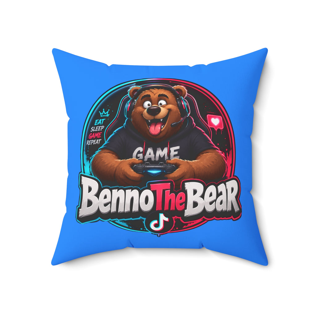 Benno The Bear Gaming Pillow — Cute Gamer Bear Decorative Throw Pillow