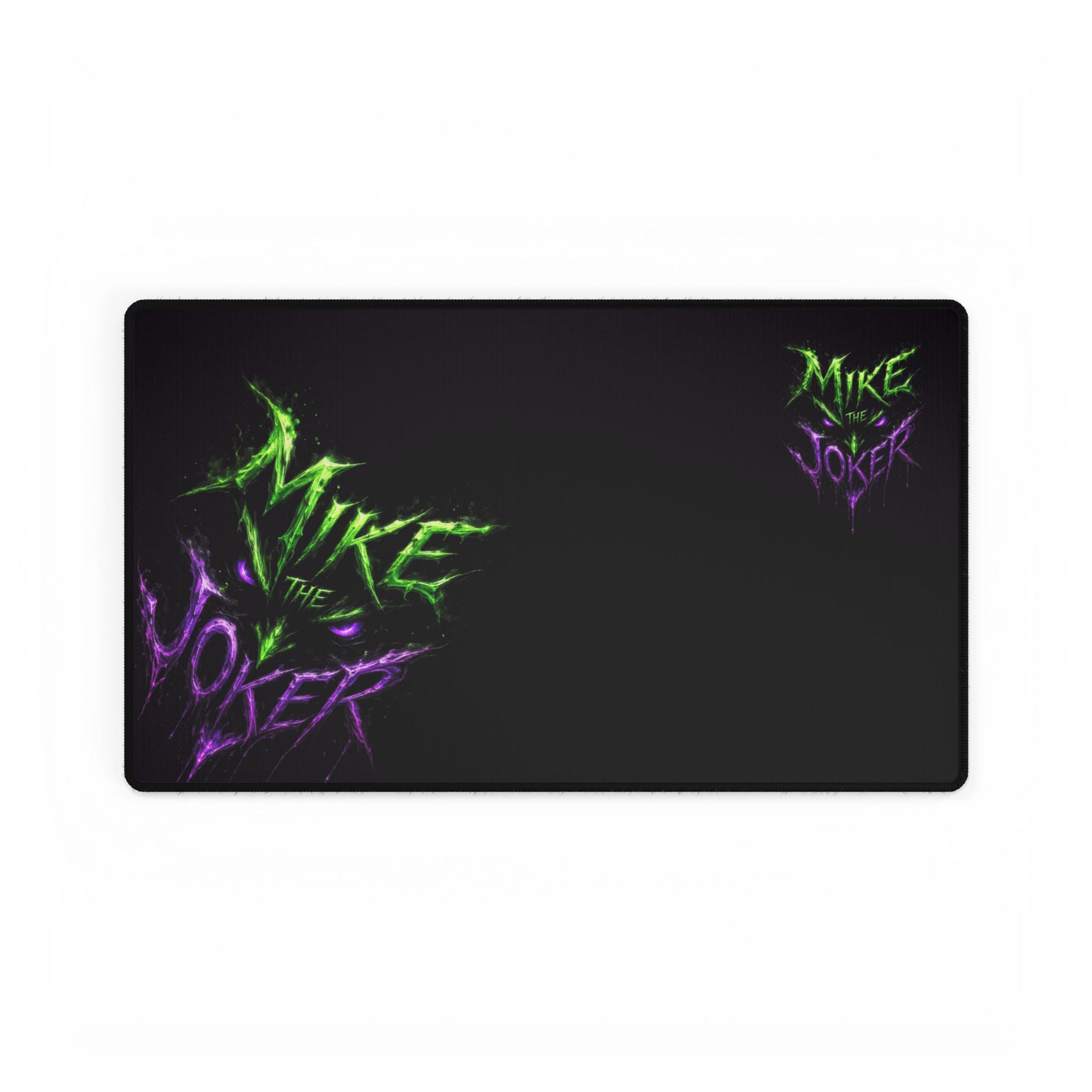 Mike the Joker Neon Desk Mat — Gamer Desk Pad with Green & Purple Graffiti