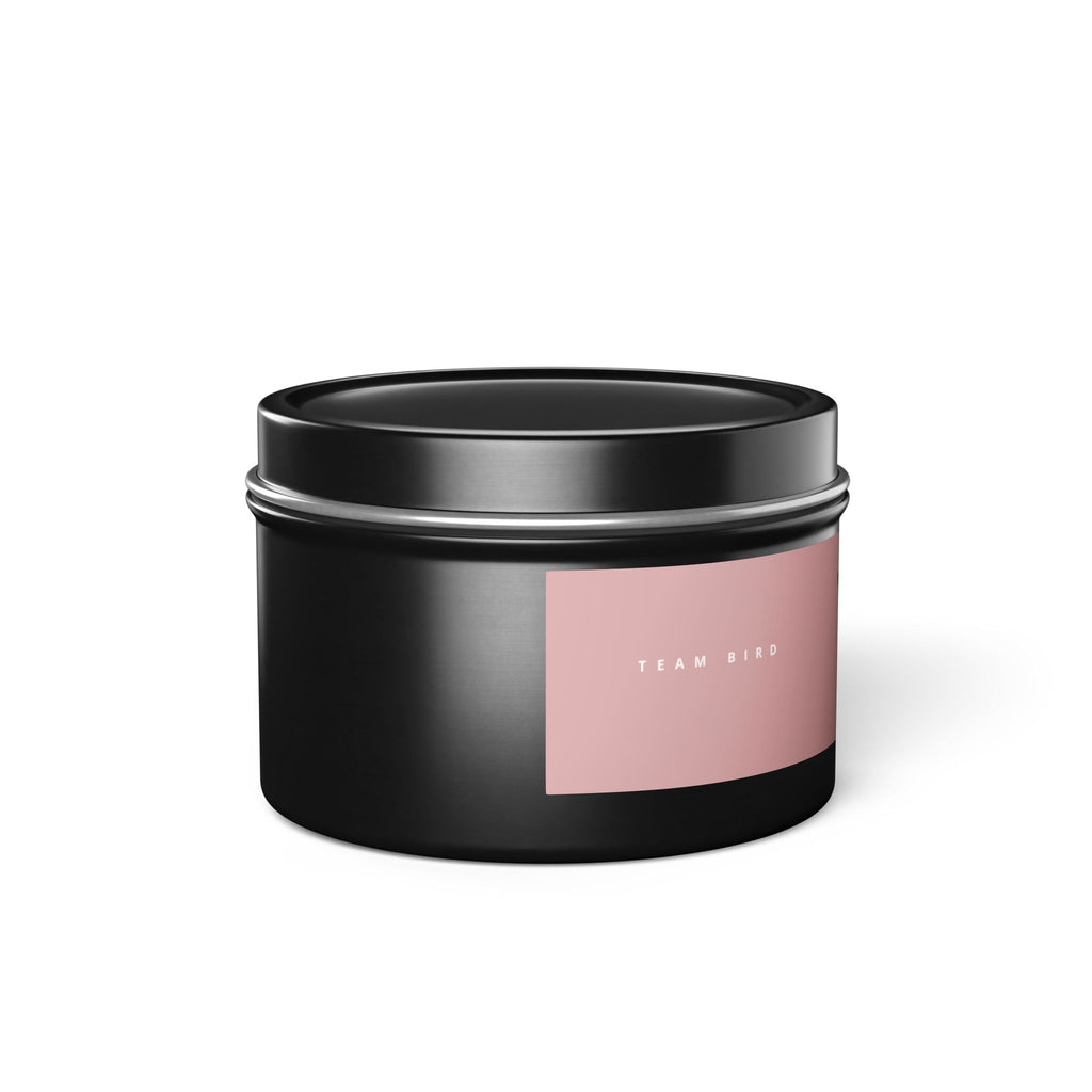 Butterfly Tin Candle — Floral & Vanilla Scented Travel Candle, 'Team Bird' Pink Label