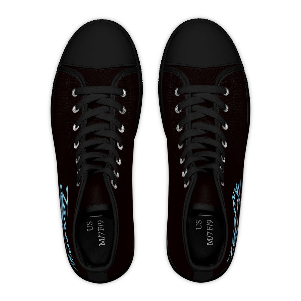 Women's High Top Sneakers — Retro Black Canvas with 'Team Pink Inc.' Script