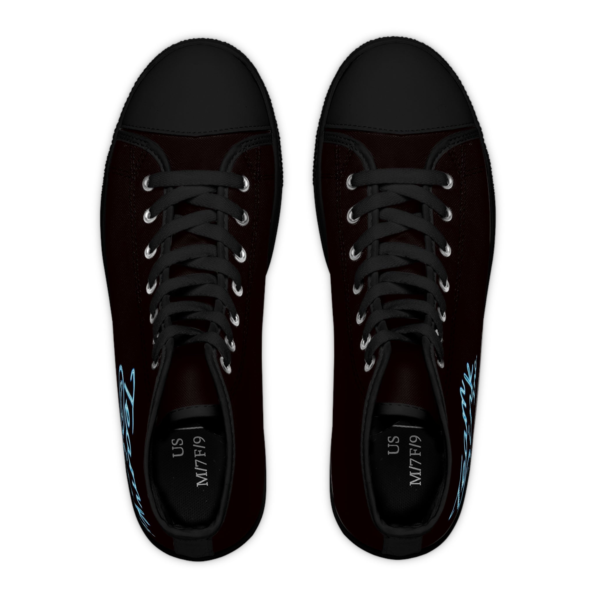 Women's High Top Sneakers — Retro Black Canvas with 'Team Pink Inc.' Script