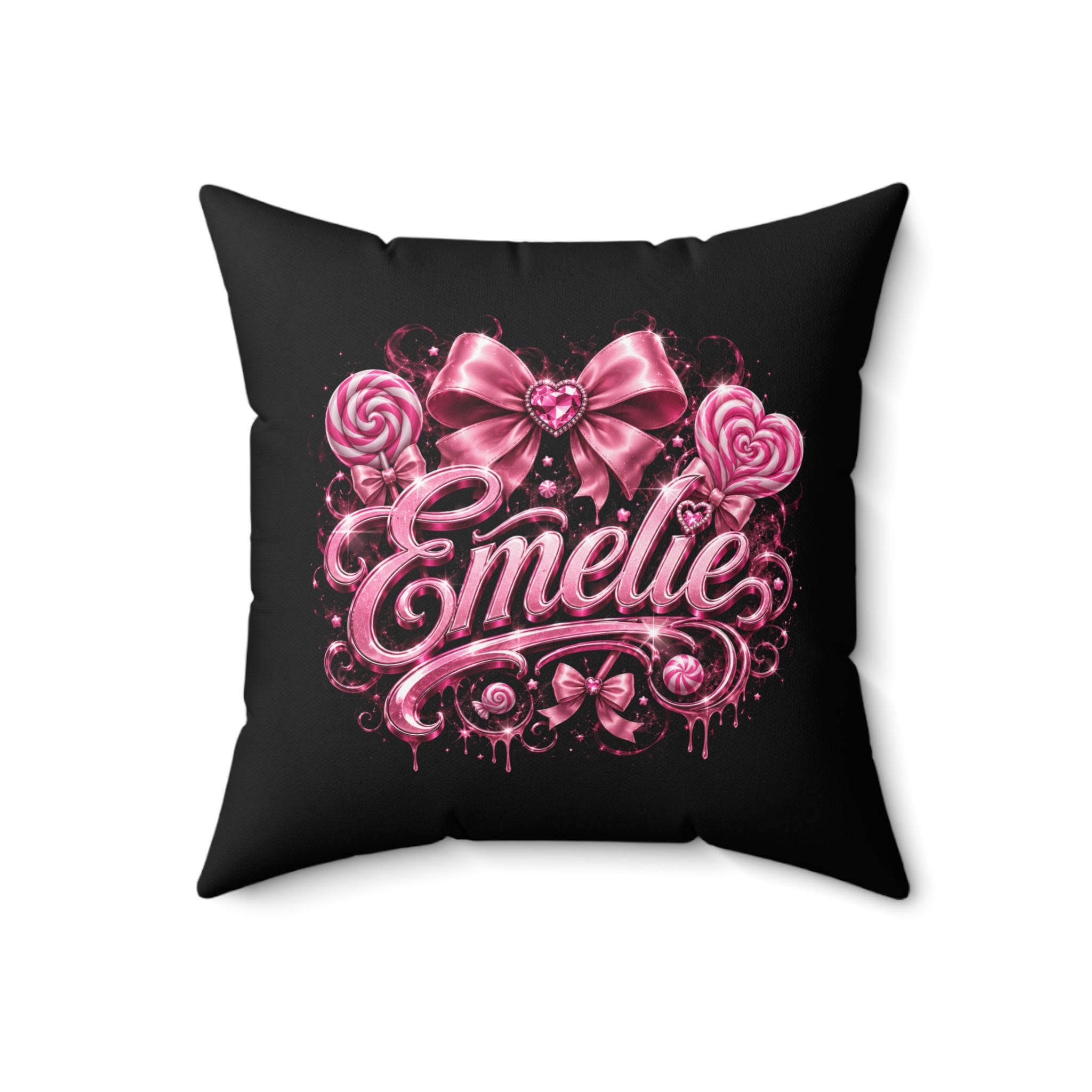 Emelie Pink Ribbon Decorative Throw Pillow