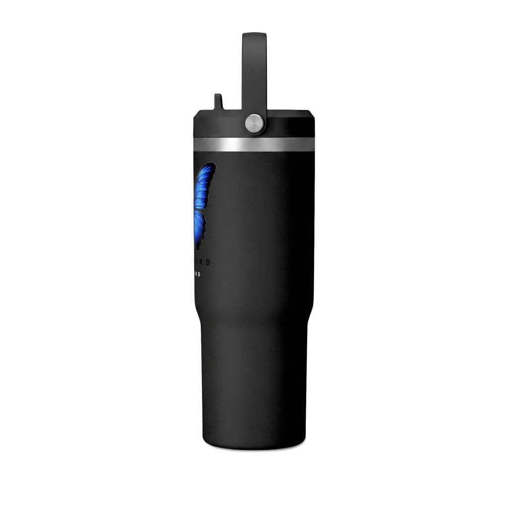 Butterfly Nomad Tumbler 32oz — Insulated Travel Mug with Blue Monarch Design