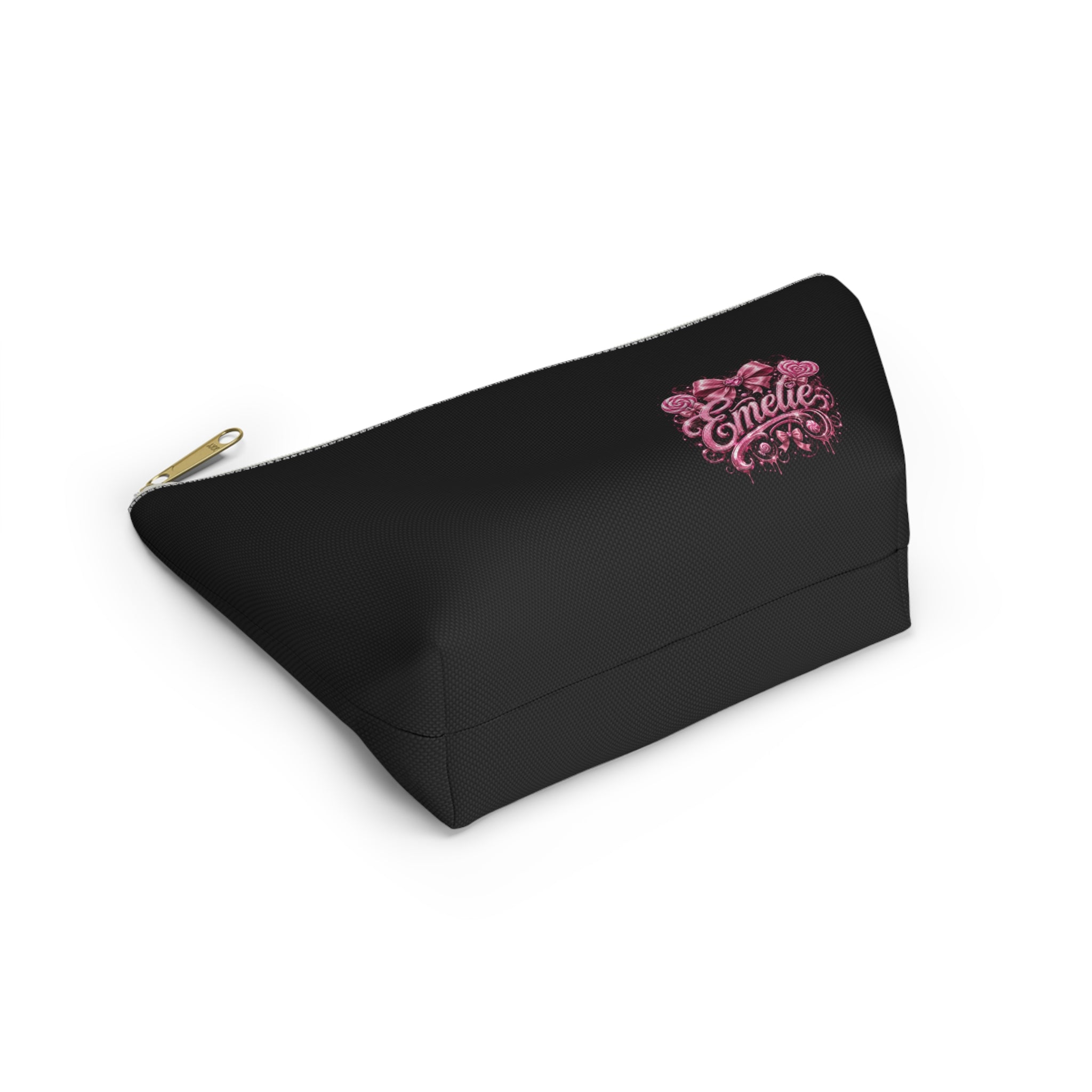 Personalized 'Emelie' Cosmetic Pouch — Pink Bow & Roses Accessory Bag