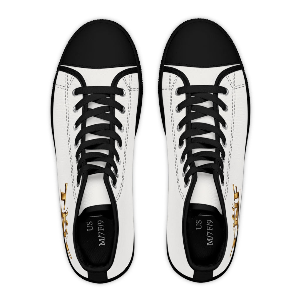 High Top Sneakers — "Divine" Gold Script Rose Graphic