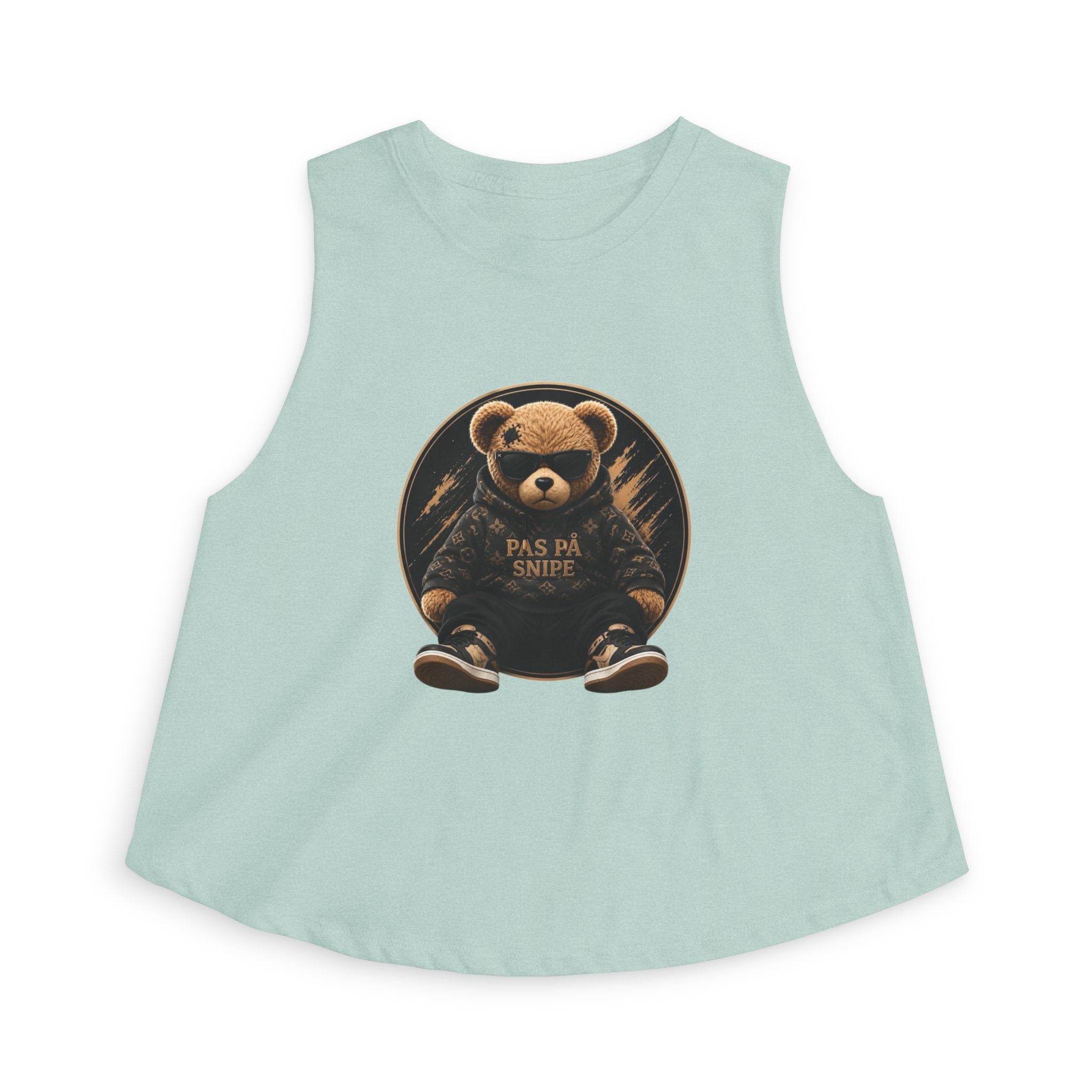Cute Teddy Bear Graphic Crop Top — "Pas På Snipé" Women's Tank