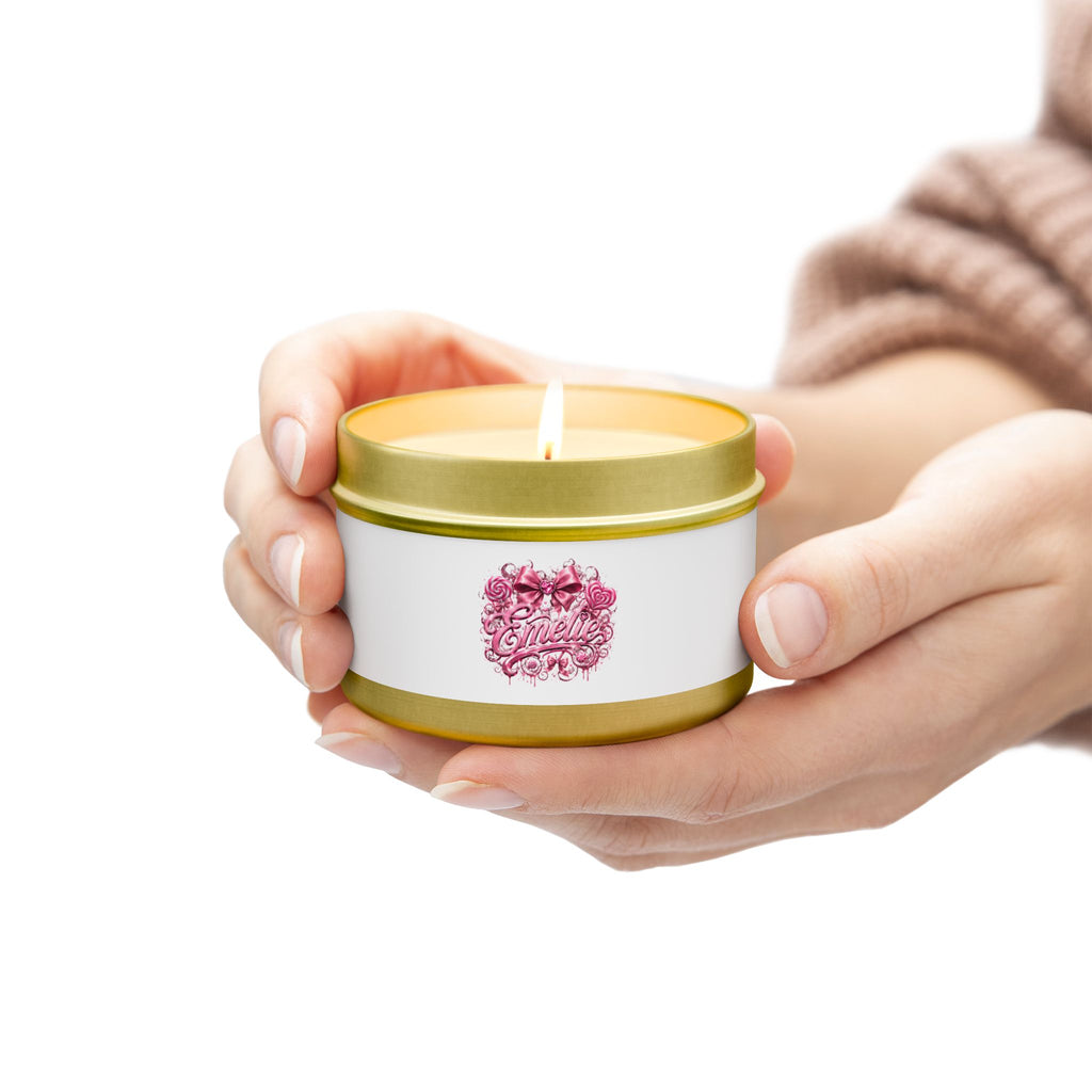 Floral Pink 'Hello' Tin Candle – Scented Decorative Travel Candle