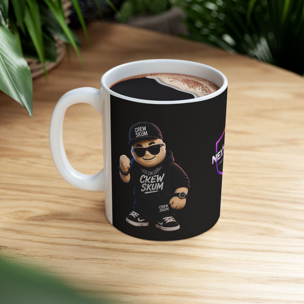 Next Level Creator Agency Logo Ceramic Mug — Black Branded Coffee Cup (11oz, 15oz)