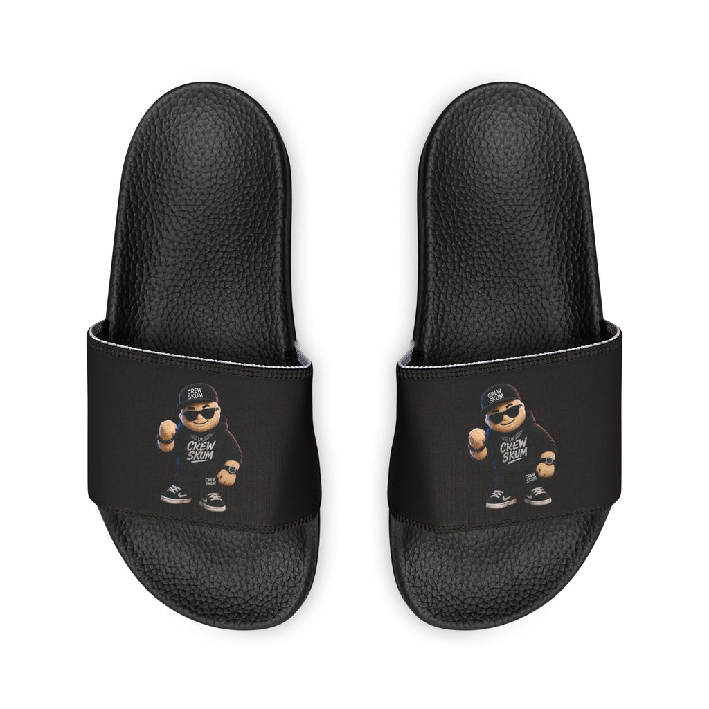 Men's Removable-Strap Slides — Black Bear Paw Graphic Pool & Casual Sandals