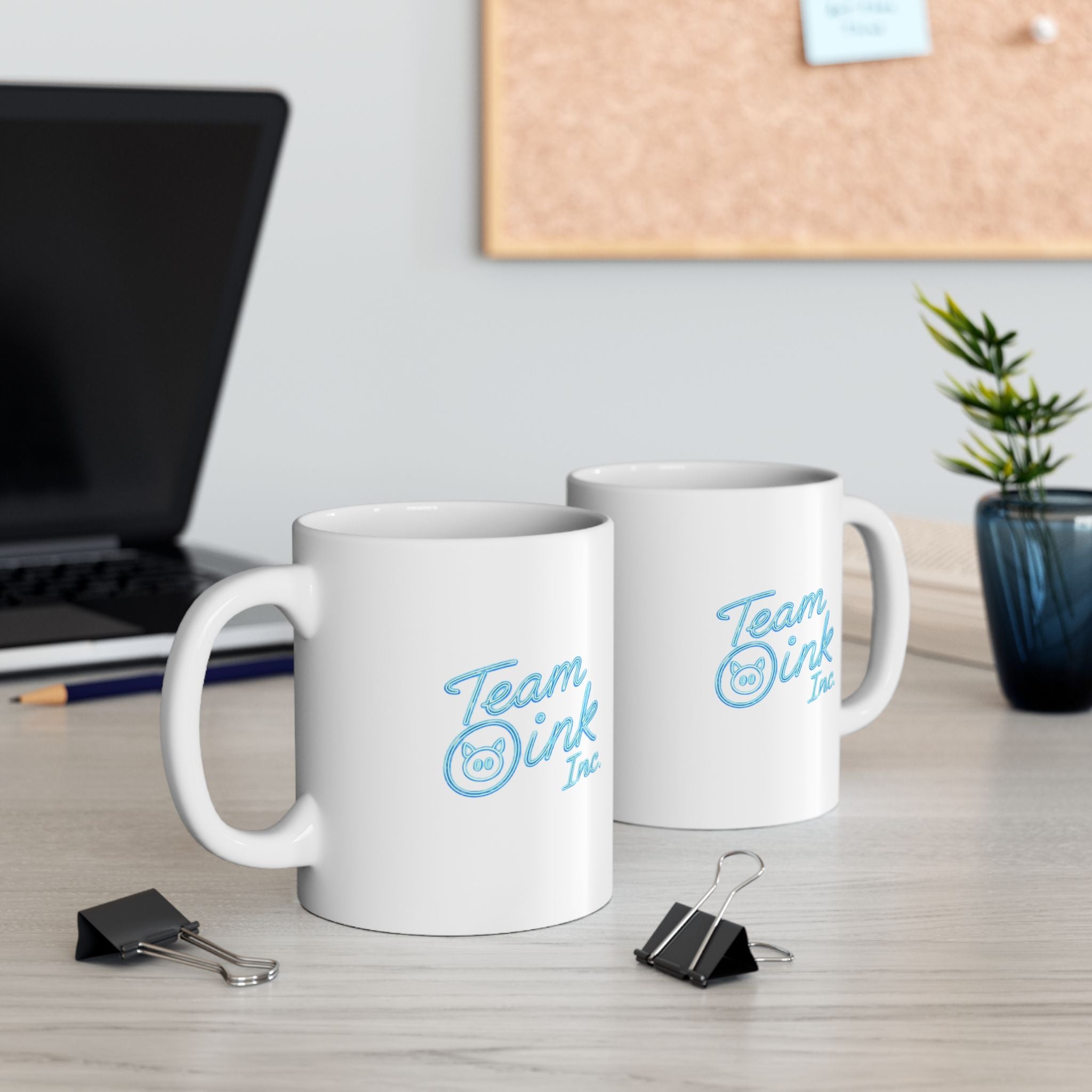 Blue Floral Ceramic Mug — 'Thank You' Script Coffee Cup (11oz & 15oz)