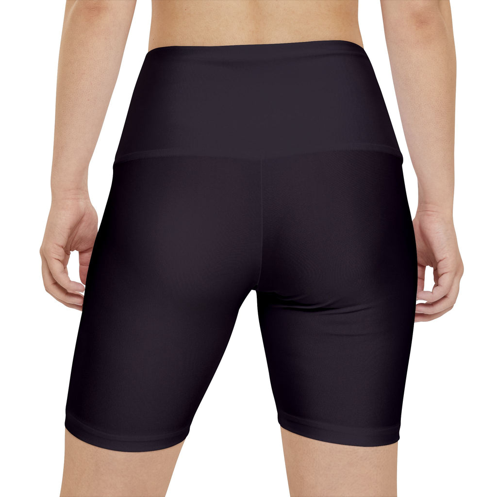NLC White Yoga Bike Shorts with Minimal Crown Logo — Women's Workout Shorts