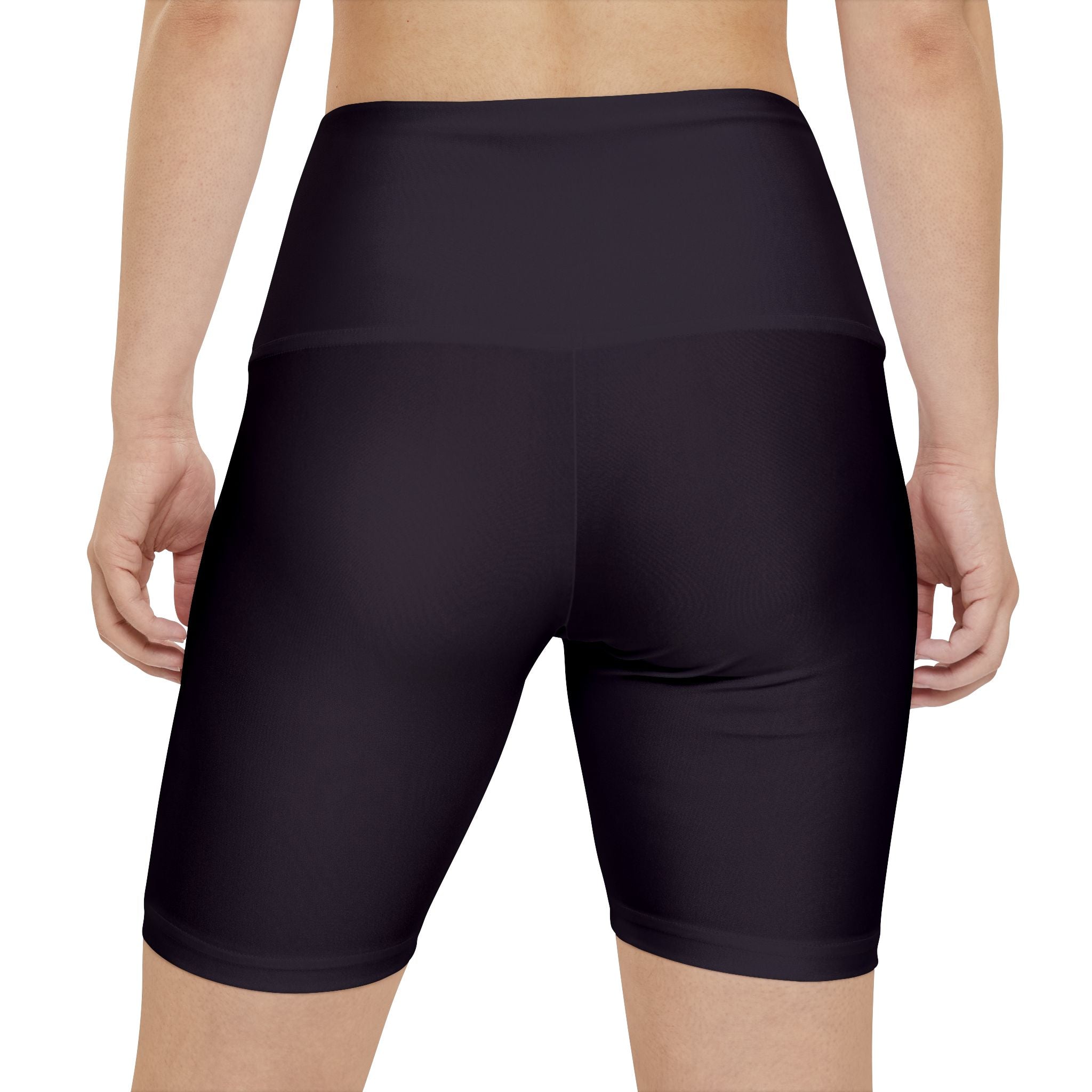 NLC White Yoga Bike Shorts with Minimal Crown Logo — Women's Workout Shorts