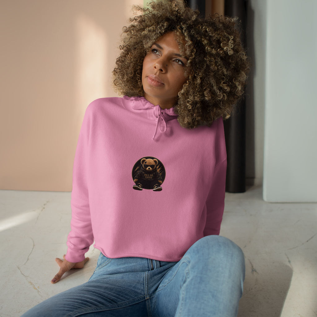 Teddy Bear Crop Hoodie — 'Kiss Me I'm Yours' Cute Graphic Cropped Hoodie