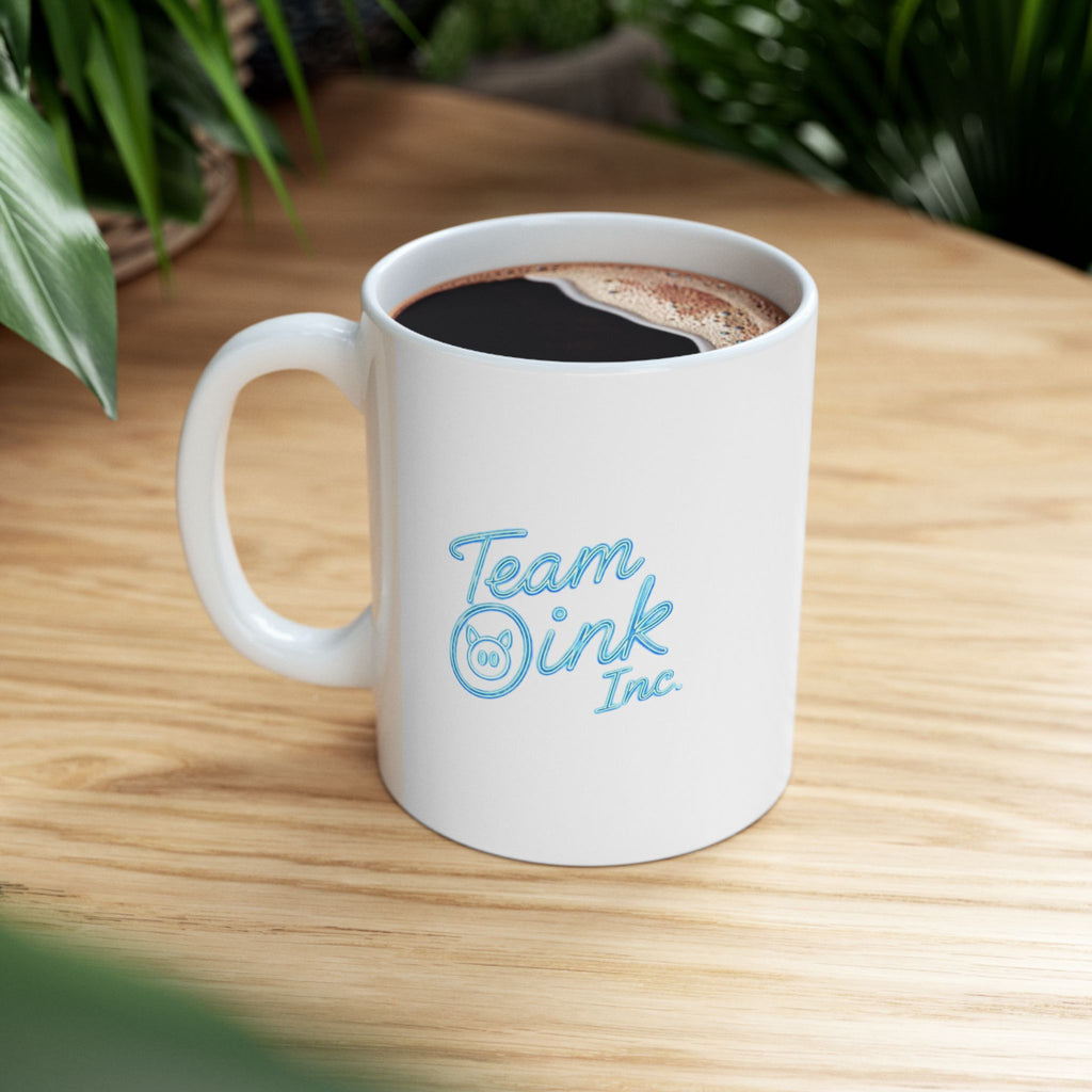 Blue Floral Ceramic Mug — 'Thank You' Script Coffee Cup (11oz & 15oz)