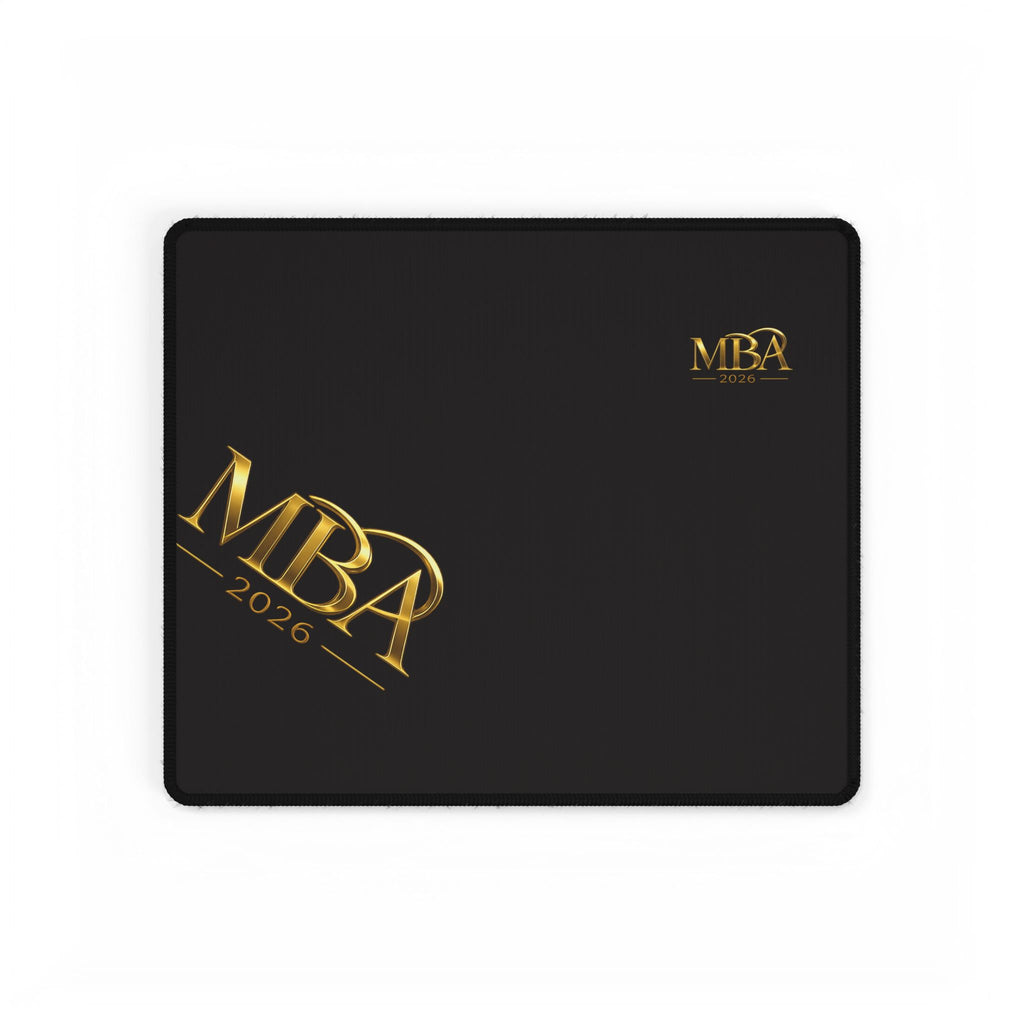 MBA 2026 Gold Logo Desk Mat — Luxury Black Extended Desk Pad for Graduates & Professionals