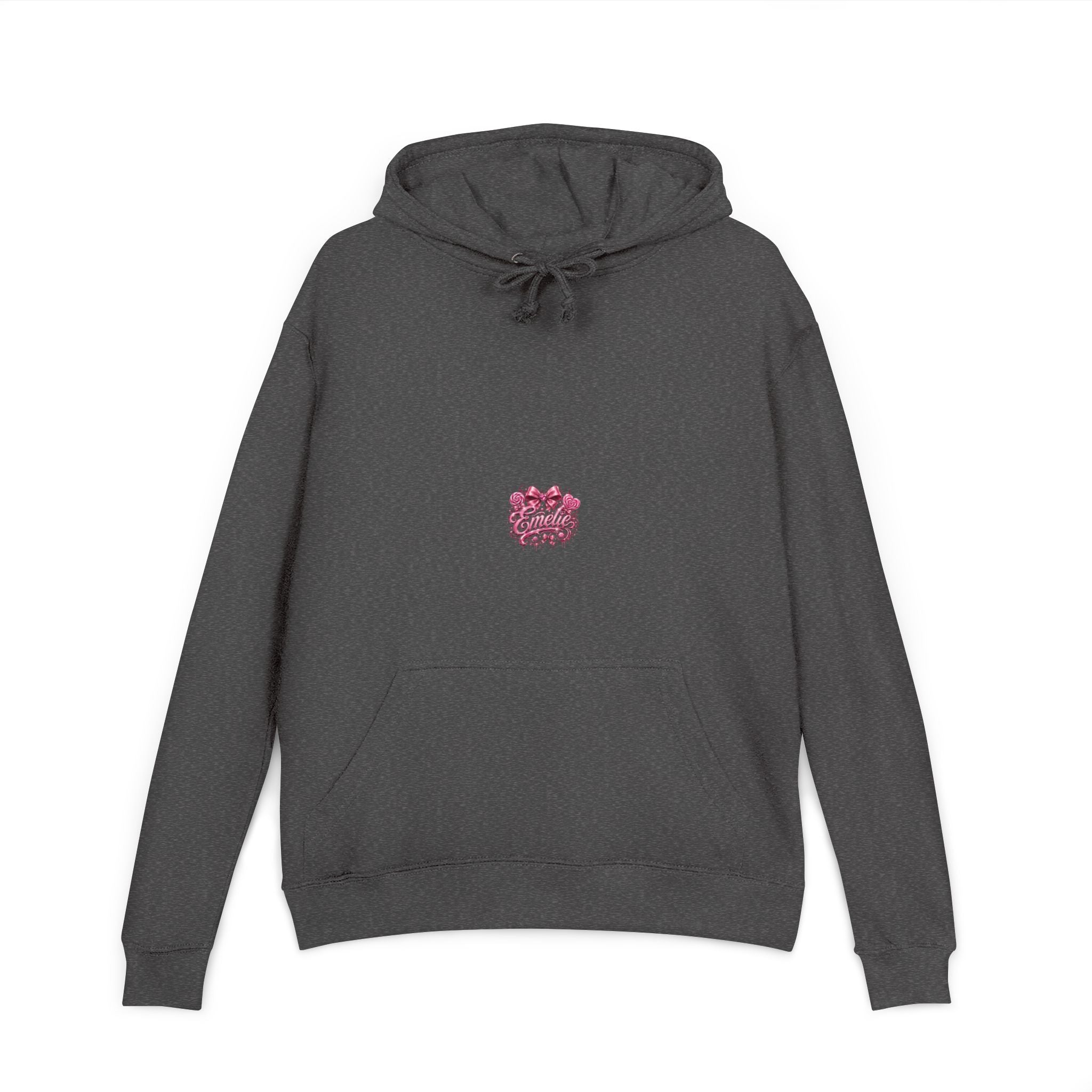 Name Personalized Hoodie — Pink Ribbon Candy Script Back Design