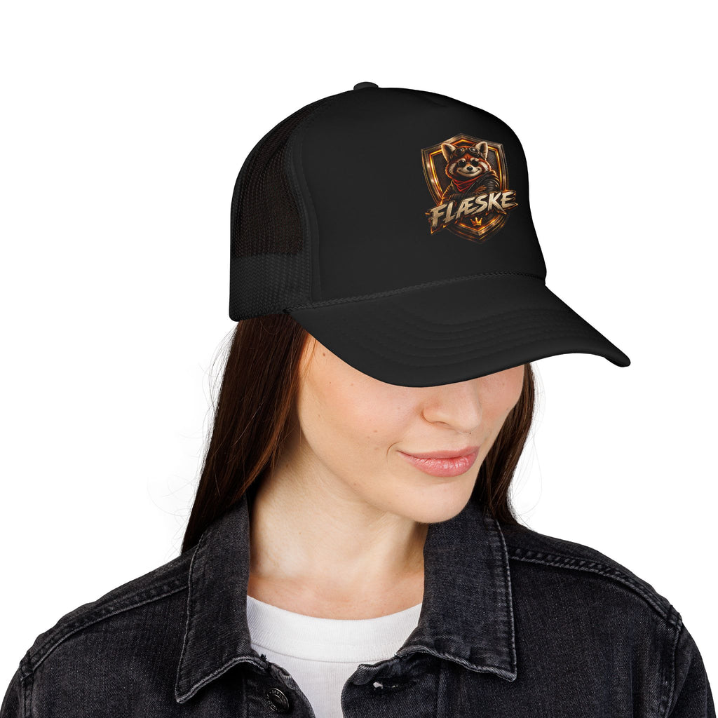 Ember Raccoon Shield Trucker Hat