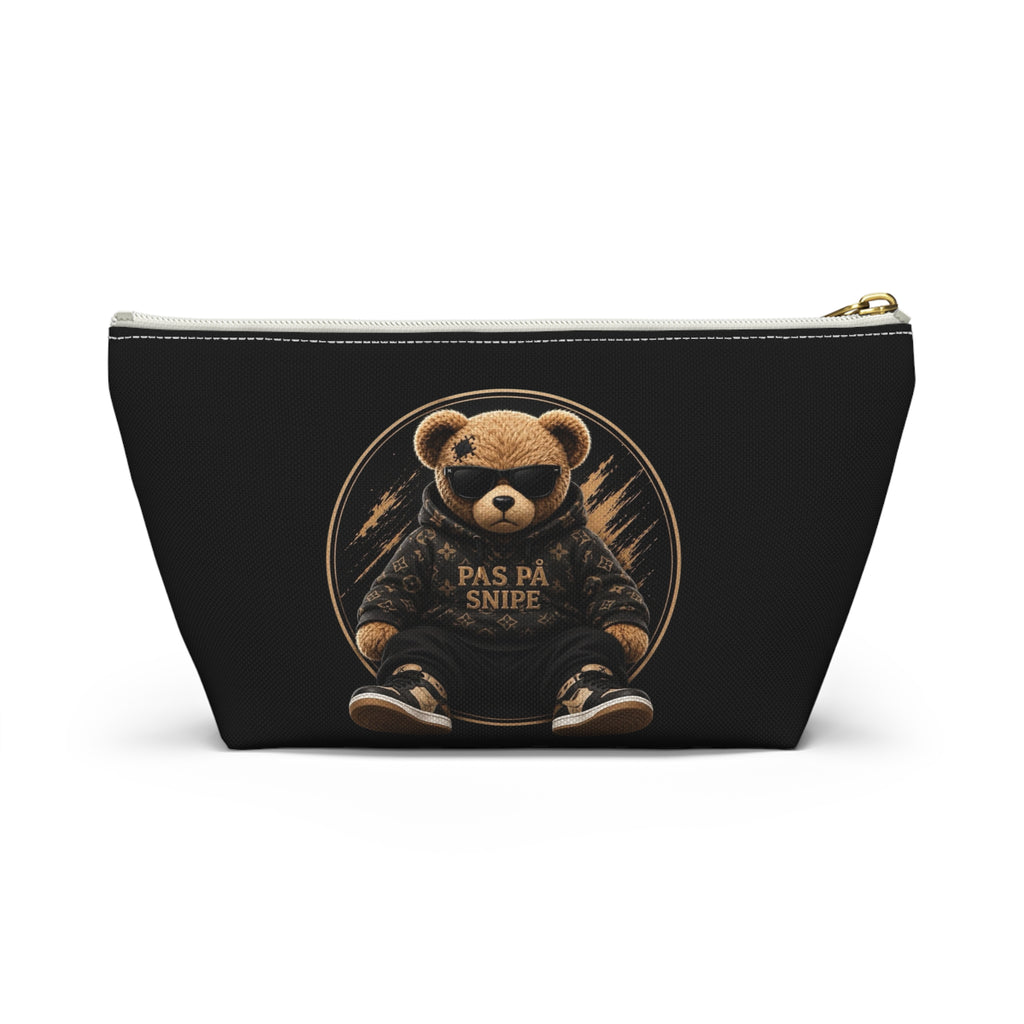 Teddy Bear Accessory Pouch - 'Pas På Snipe' Graphic Cosmetic Bag