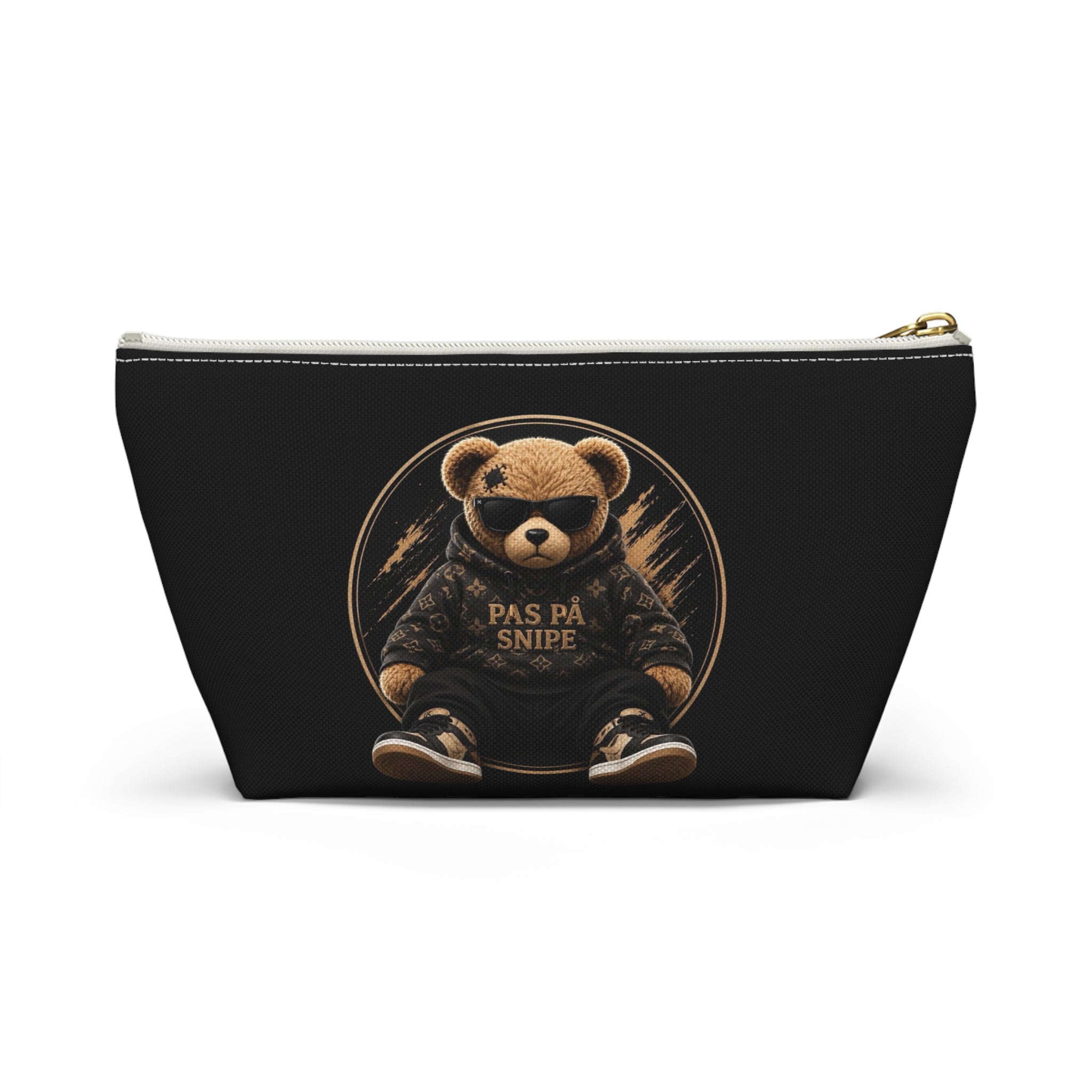 Teddy Bear Accessory Pouch - 'Pas På Snipe' Graphic Cosmetic Bag