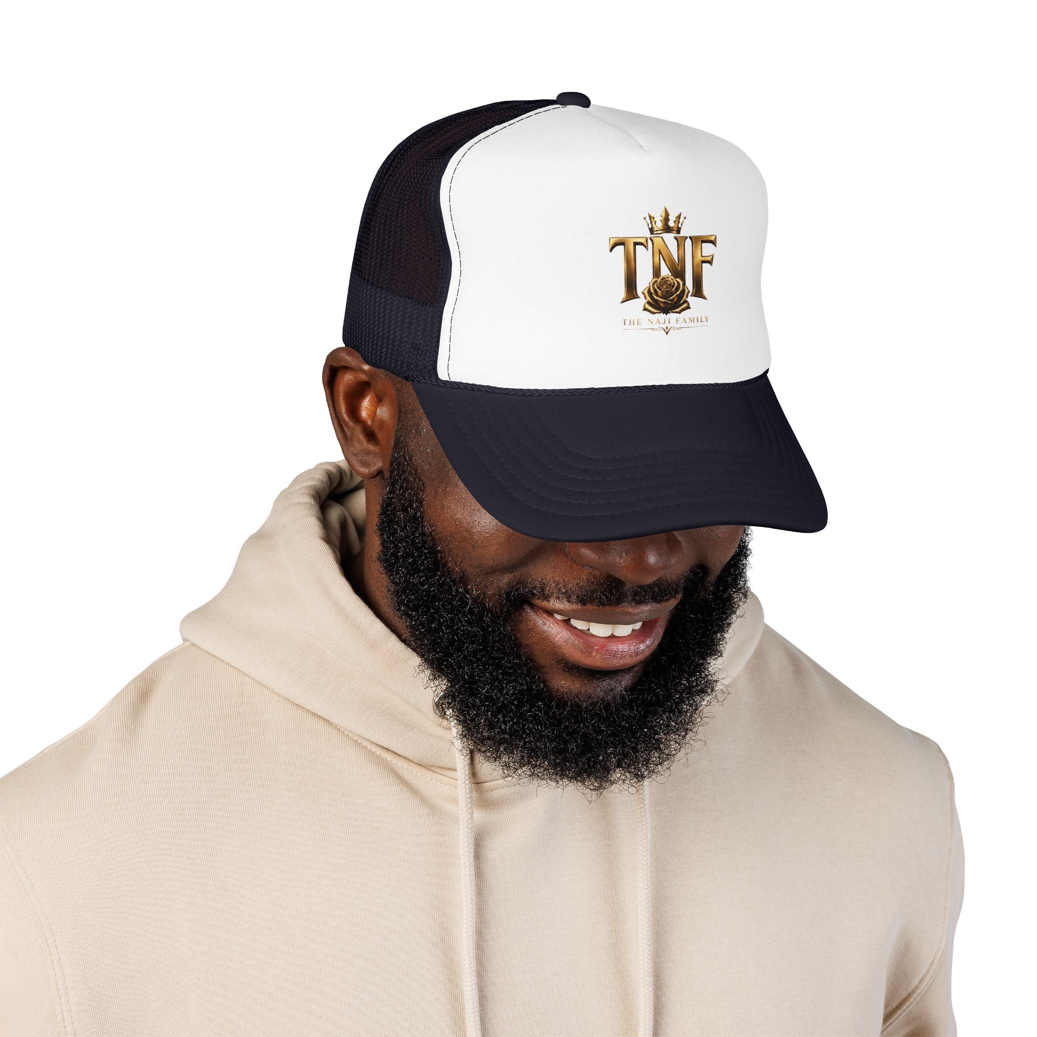 TNF Gold Rose Trucker Hat — The Dark Family Logo Foam Cap