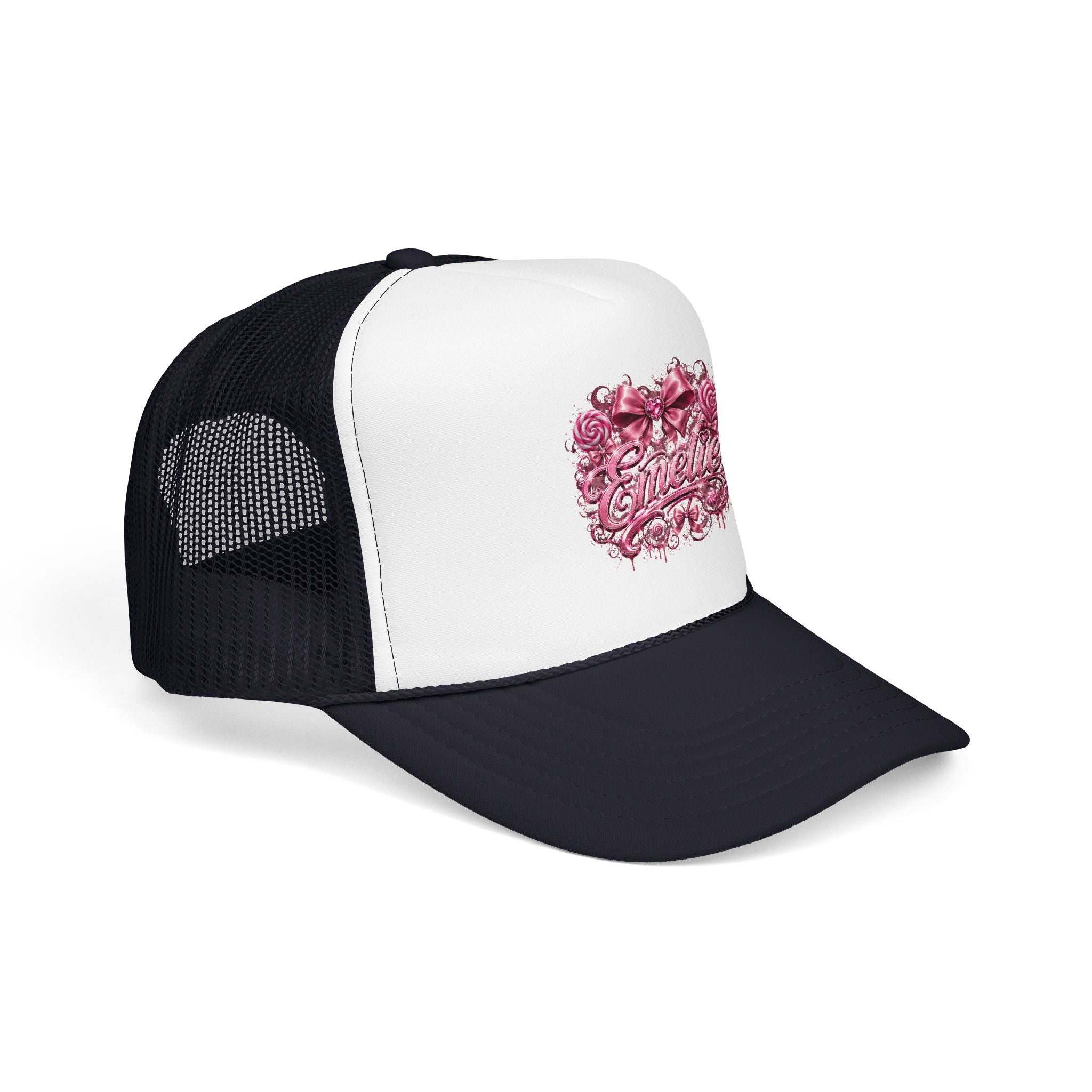 Trucker Hat — Pink Floral 'Enele' Bow Logo