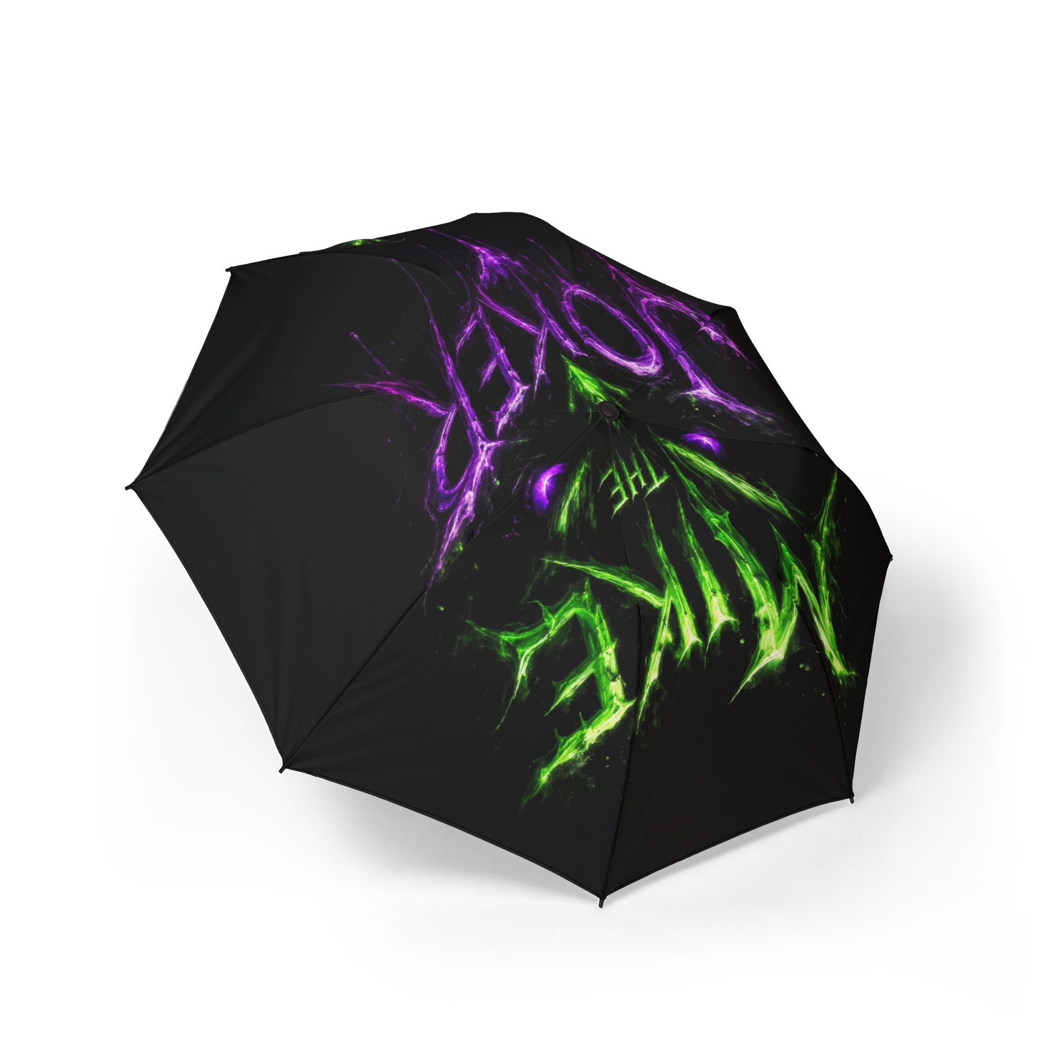 Foldable Umbrella — Neon 'Wake The Soul' Graphic Weather Umbrella