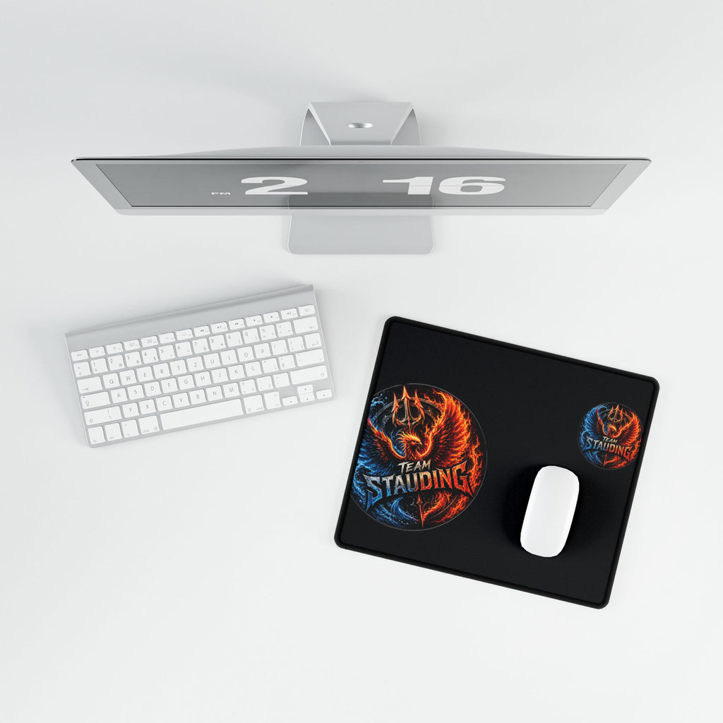 Gaming Desk Mat — Large Black Mouse Pad with Mascot