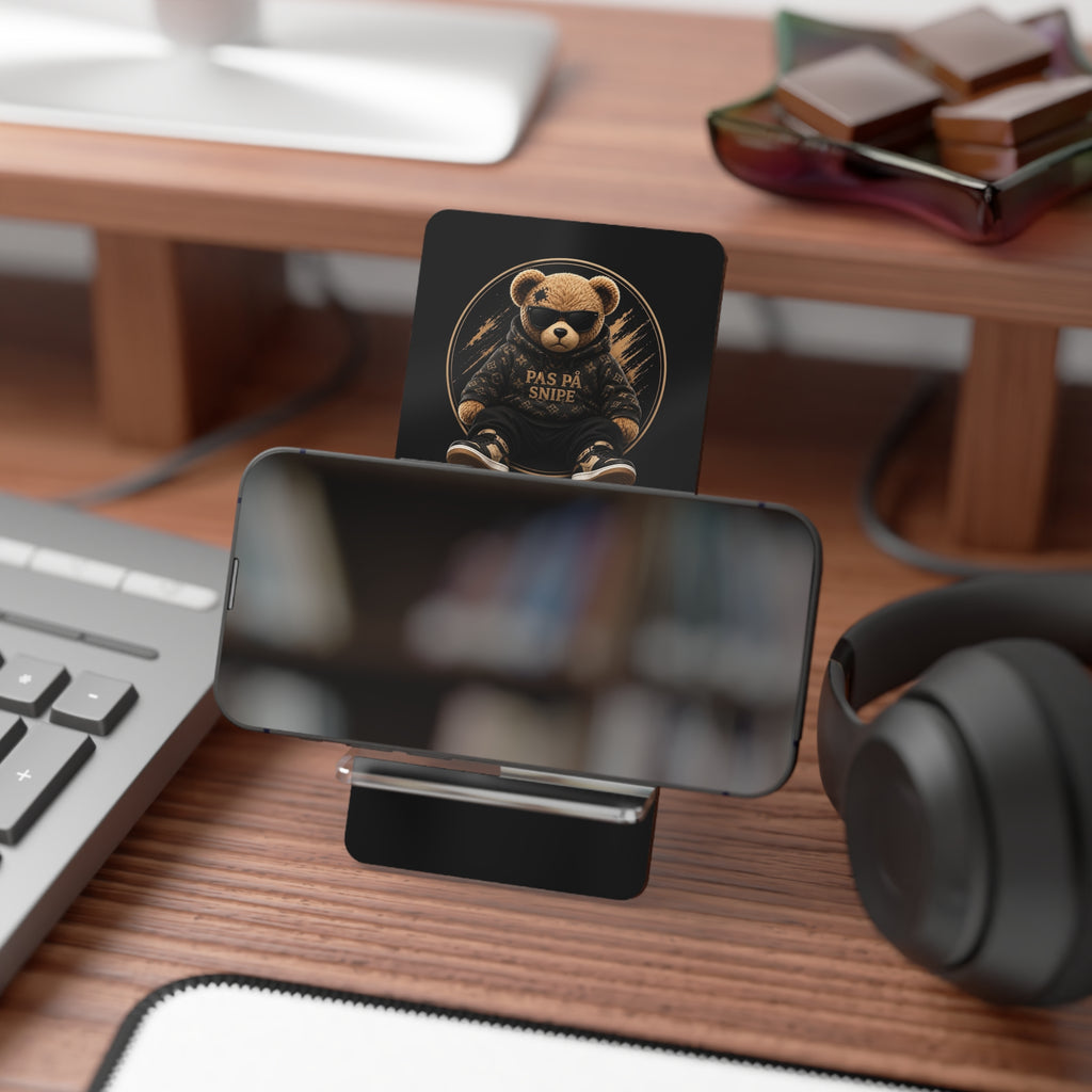 Bear Graphic Phone Stand - 'Pas Pa Simple' Mobile Display Holder