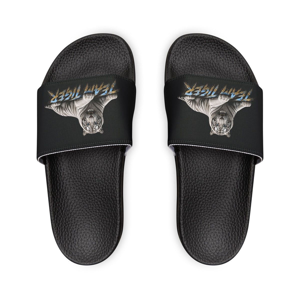 Tiger Graphic Slide Sandals — "Team Tiger" Removable-Strap Men's Slides