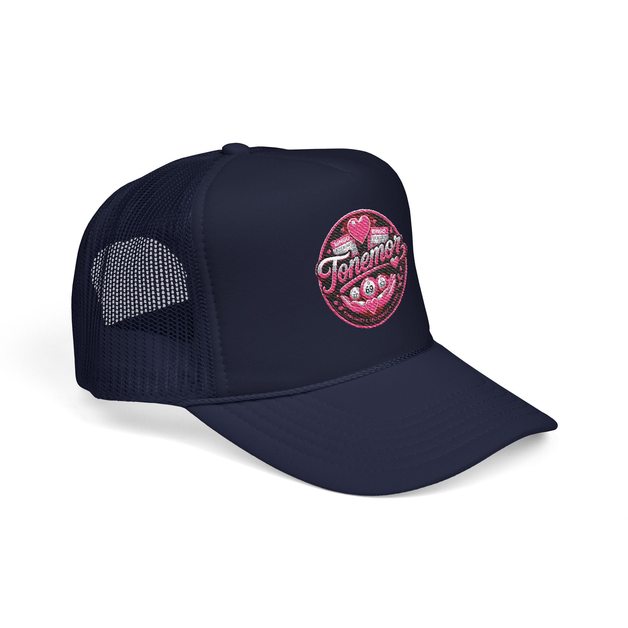 Foam Trucker Hat — Pink Glitter "Tenerme" Heart Patch Cap