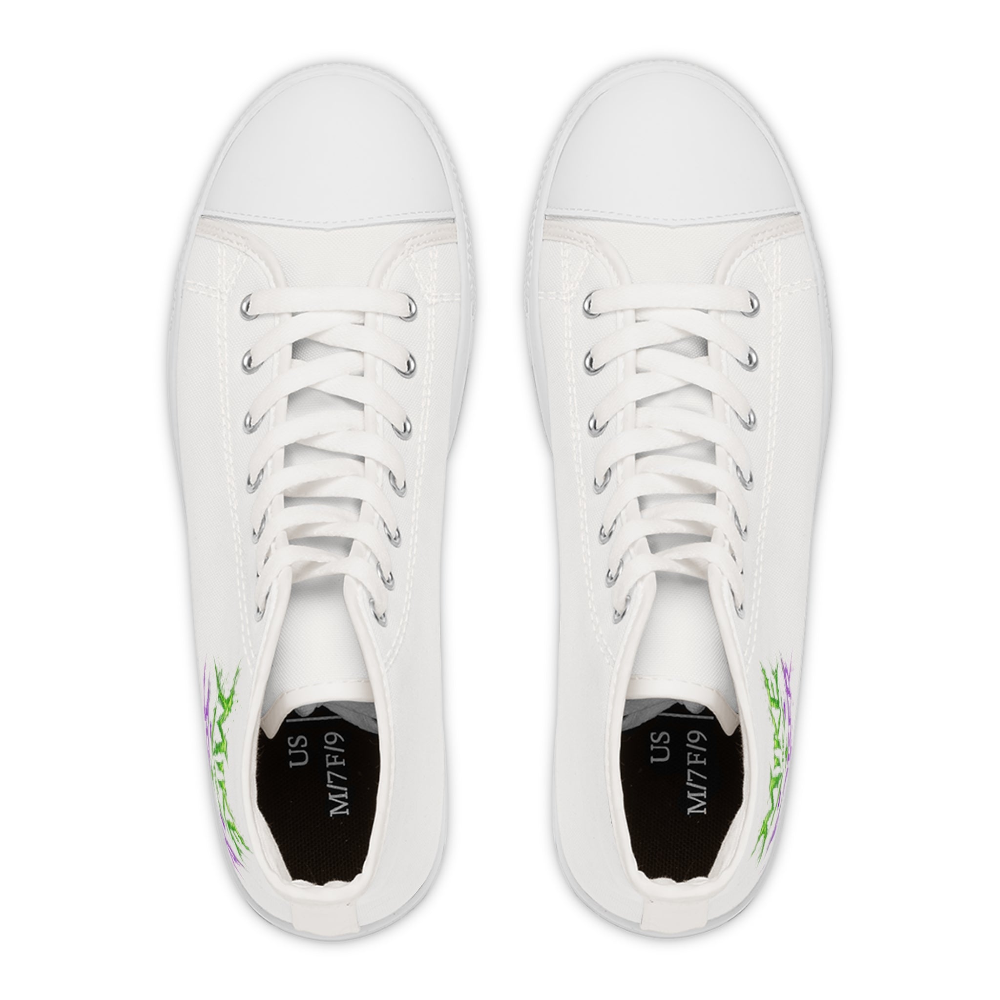 High Top Sneakers — Neon Graffiti "Make It Quicker" Women's Canvas Shoes