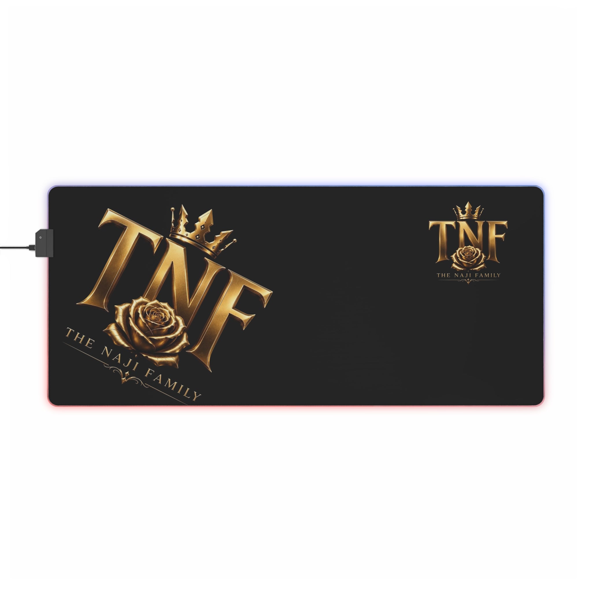 LED Gaming Mouse Pad — TNF The Naji Family Gold Crest RGB Desk Mat