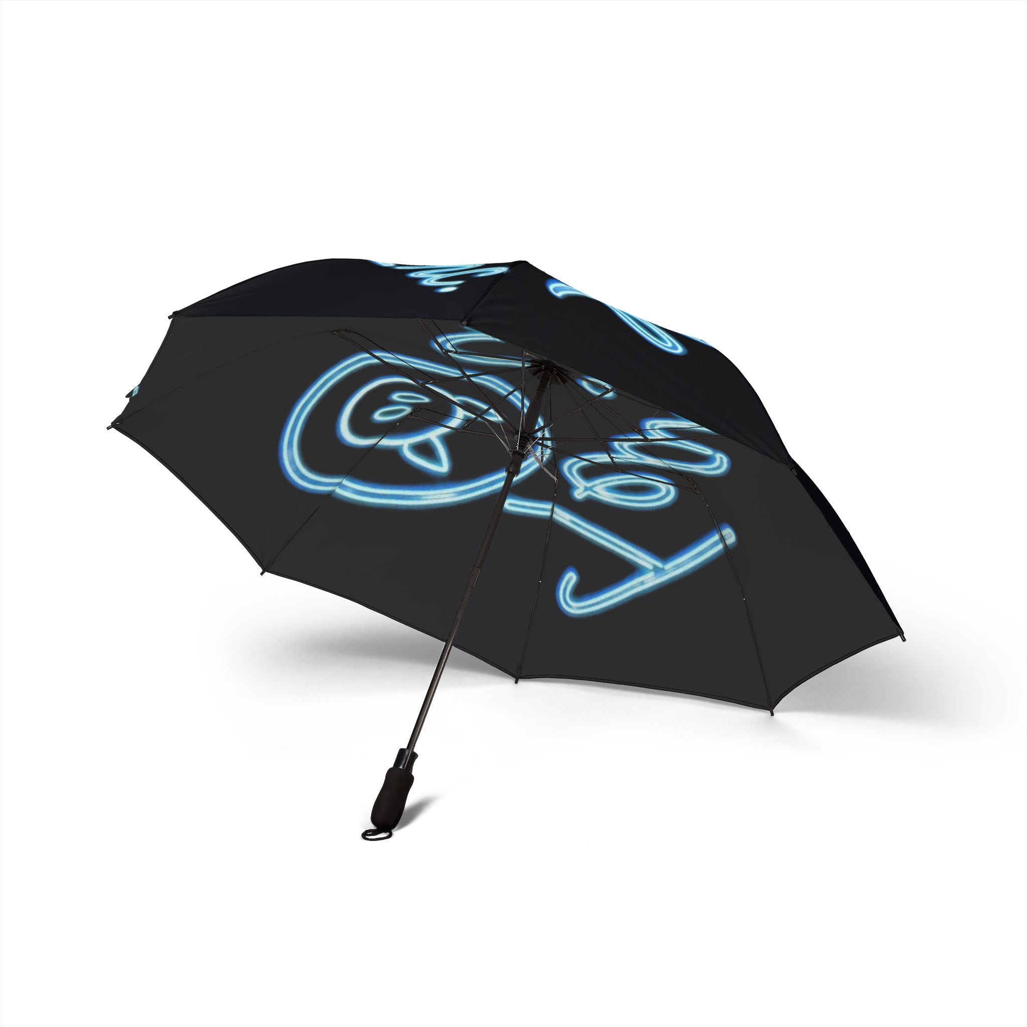 Neon Love Foldable Umbrella — Semi‑Automatic Compact Rain Parasol