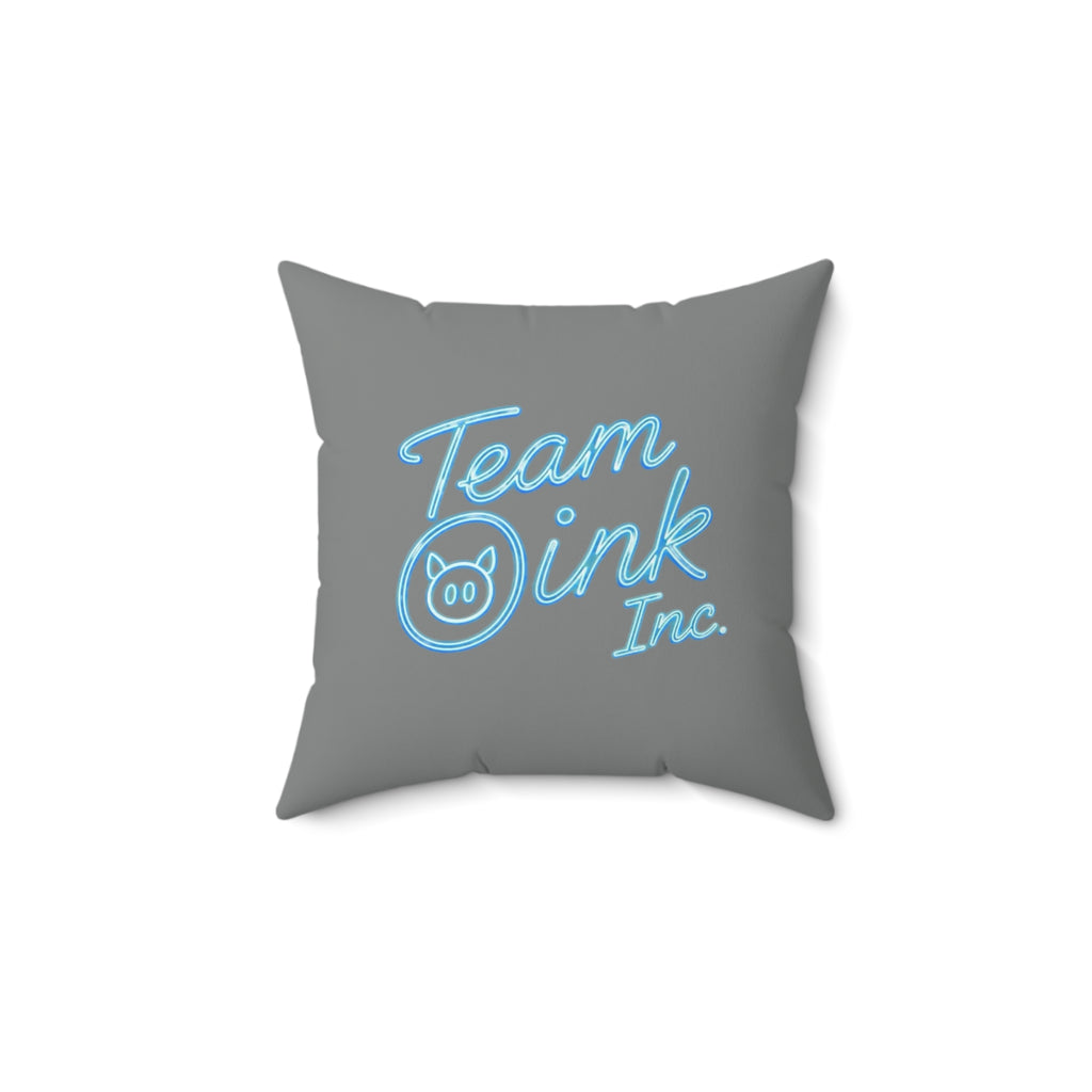 Team Oink Inc. Neon Logo Pillow — Square Decorative Throw Pillow