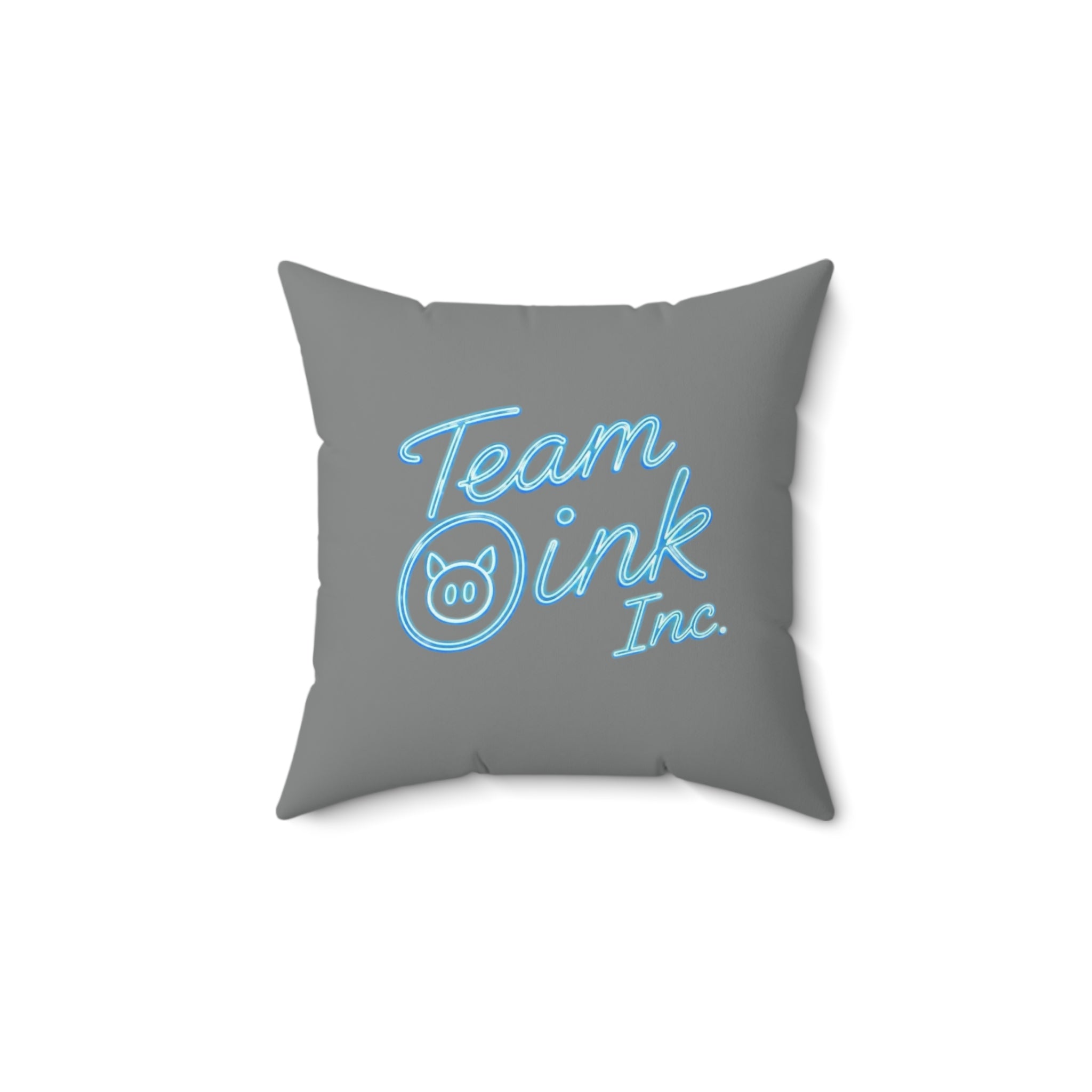 Team Oink Inc. Neon Logo Pillow — Square Decorative Throw Pillow