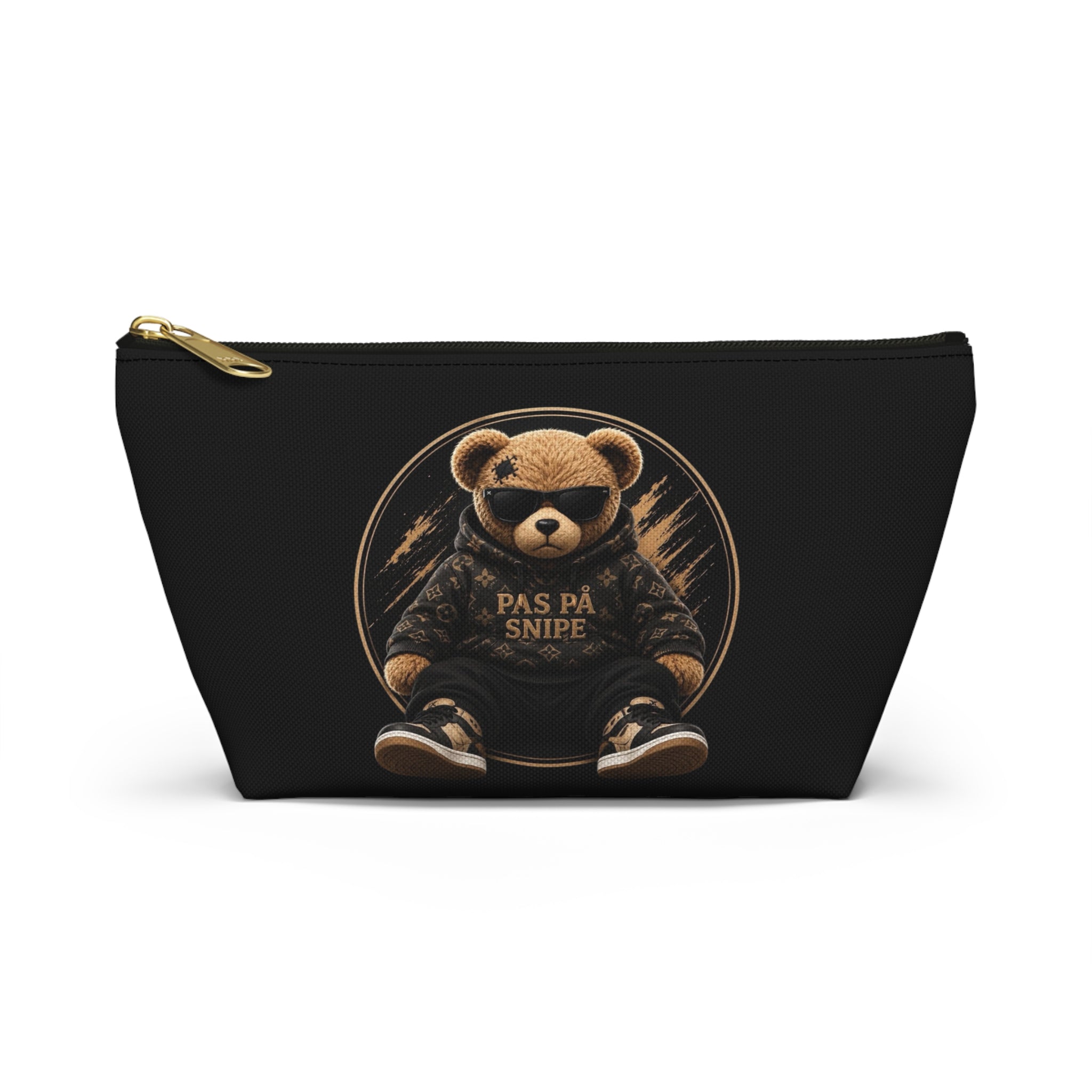Teddy Bear Accessory Pouch - 'Pas På Snipe' Graphic Cosmetic Bag