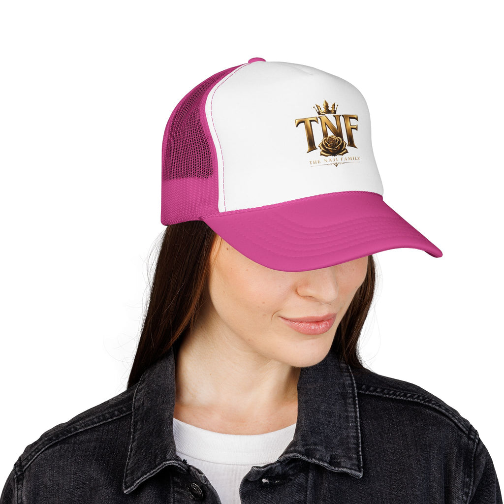 TNF Gold Rose Trucker Hat — The Dark Family Logo Foam Cap