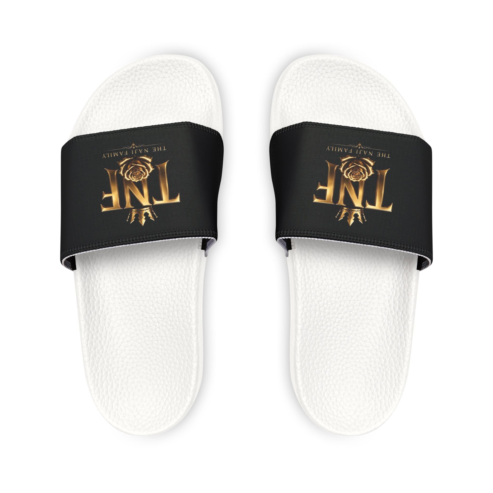 Slide Sandals — Black Gold Logo Removable-Strap Slides
