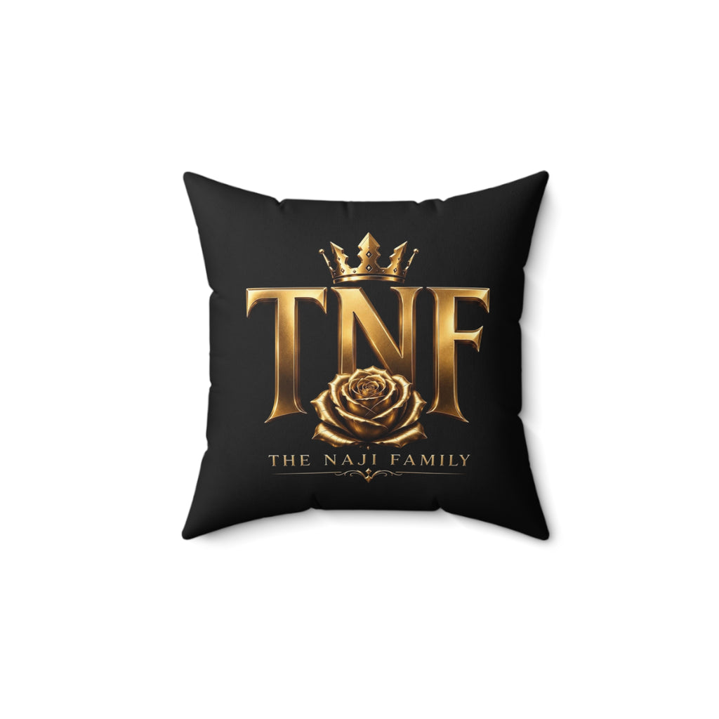TNF The Naji Family Gold Logo Pillow — Decorative Square Throw Pillow