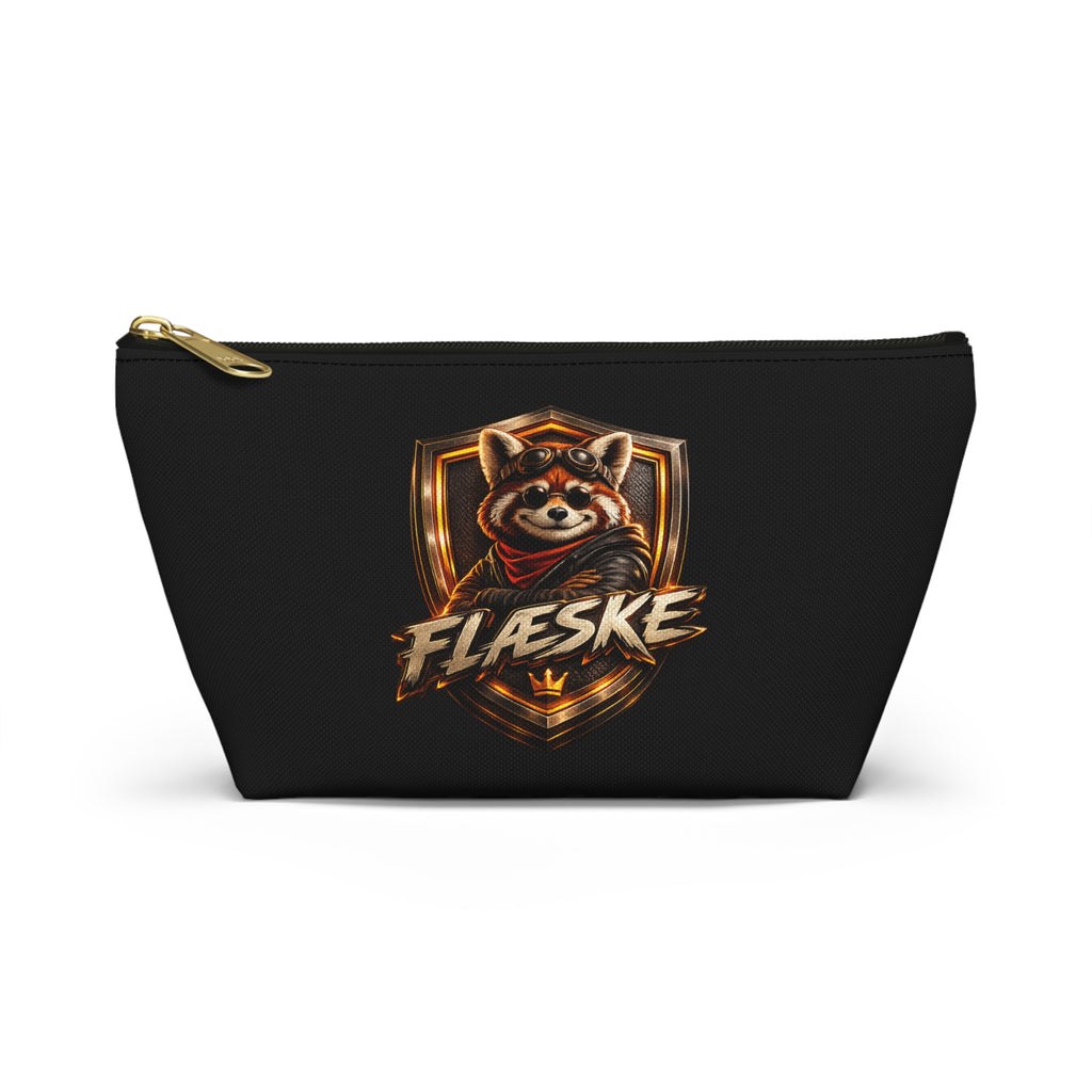 Flæske Red Panda Emblem Accessory Pouch — T‑Bottom Makeup & Gadget Organizer