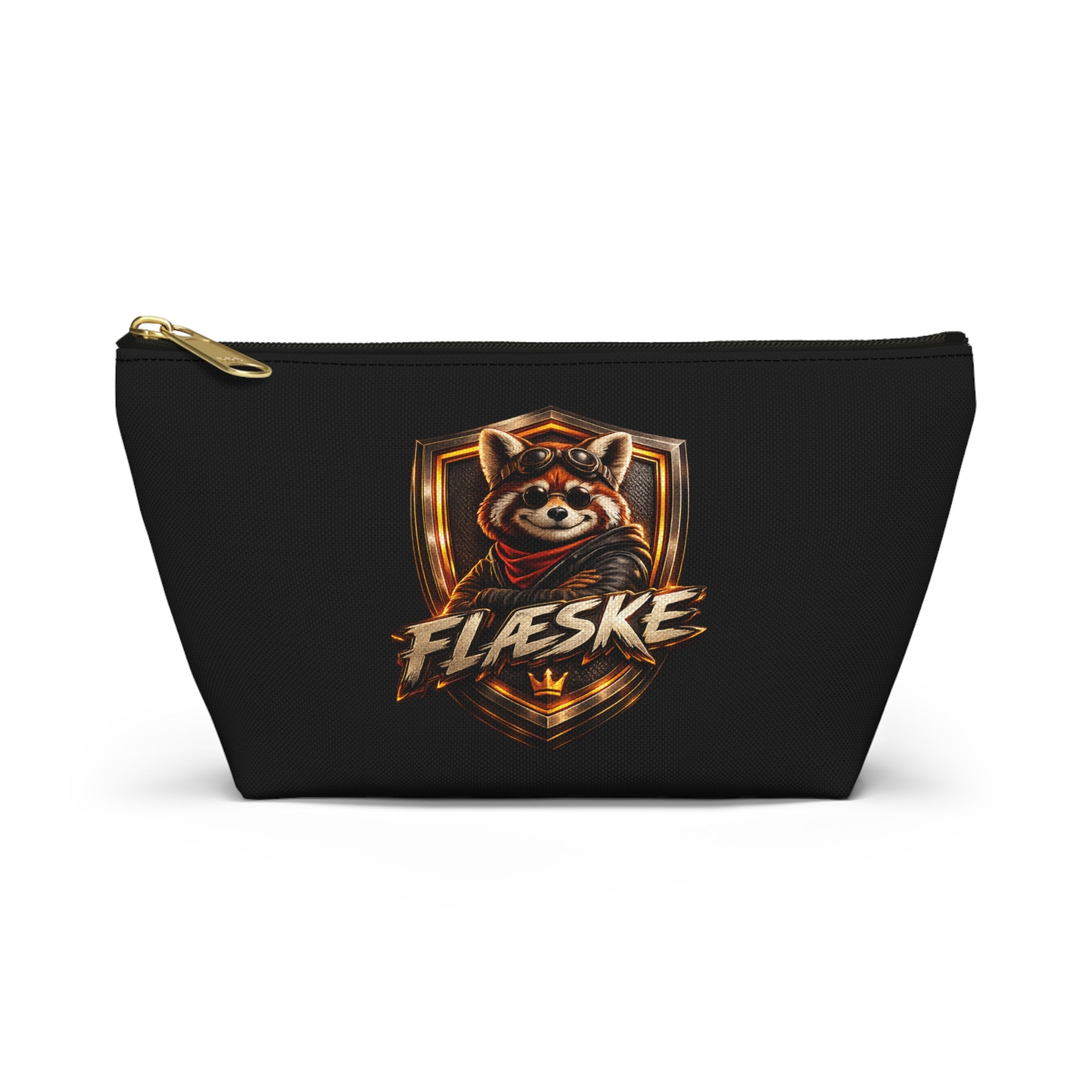 Flæske Red Panda Emblem Accessory Pouch — T‑Bottom Makeup & Gadget Organizer