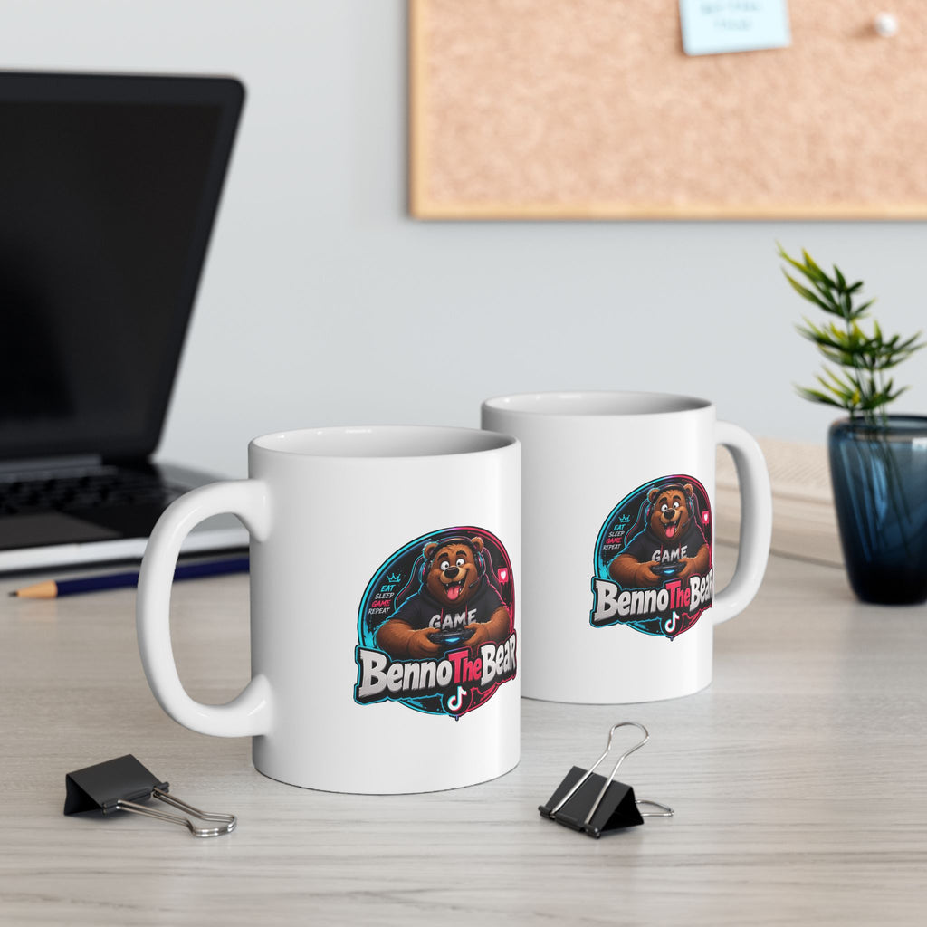 Bear Gamer Ceramic Mug — Cute Retro Gaming Bear Coffee Cup (11oz, 15oz)