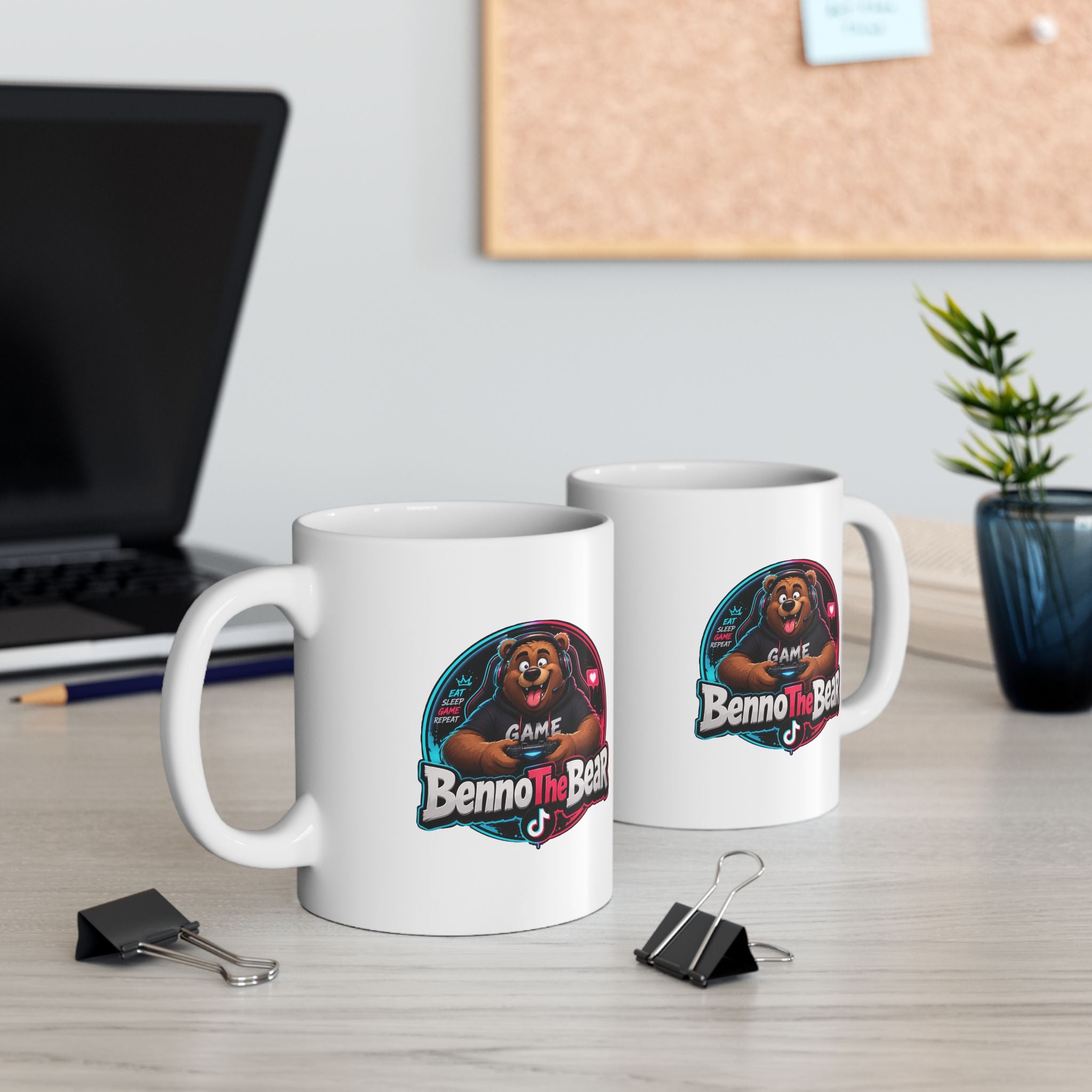 Bear Gamer Ceramic Mug — Cute Retro Gaming Bear Coffee Cup (11oz, 15oz)