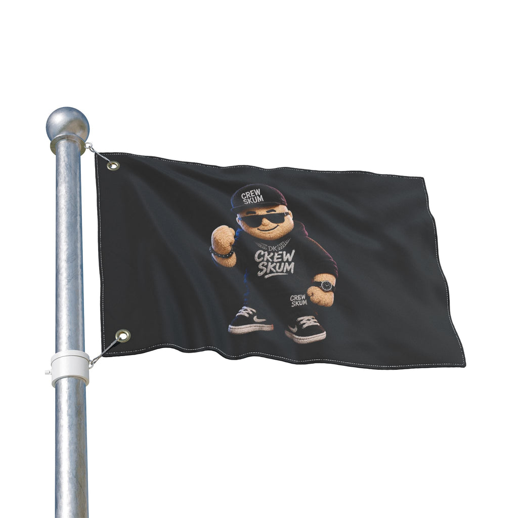 Double-Sided Black Crew Skum Flag — Urban Streetwear Character Banner