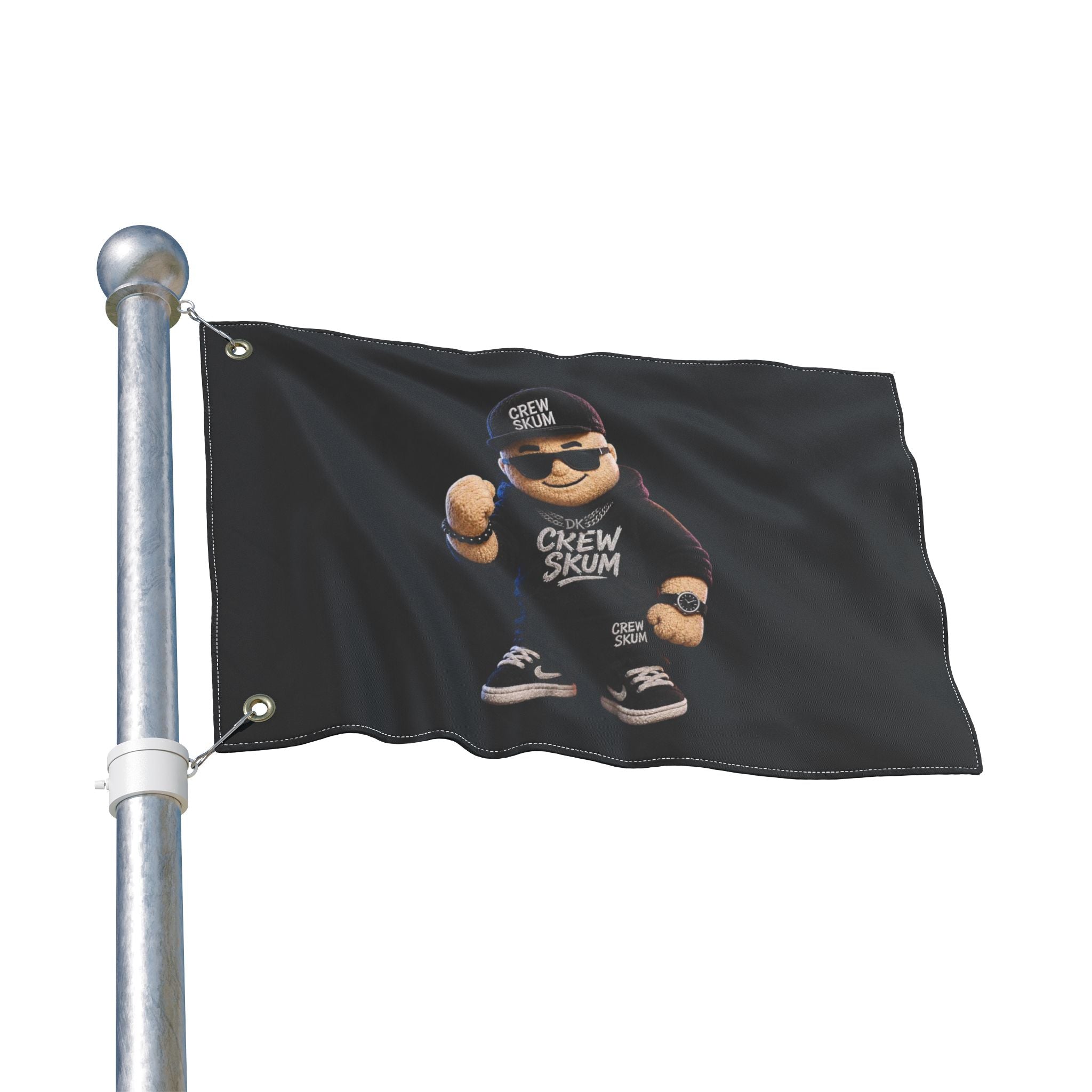 Double-Sided Black Crew Skum Flag — Urban Streetwear Character Banner