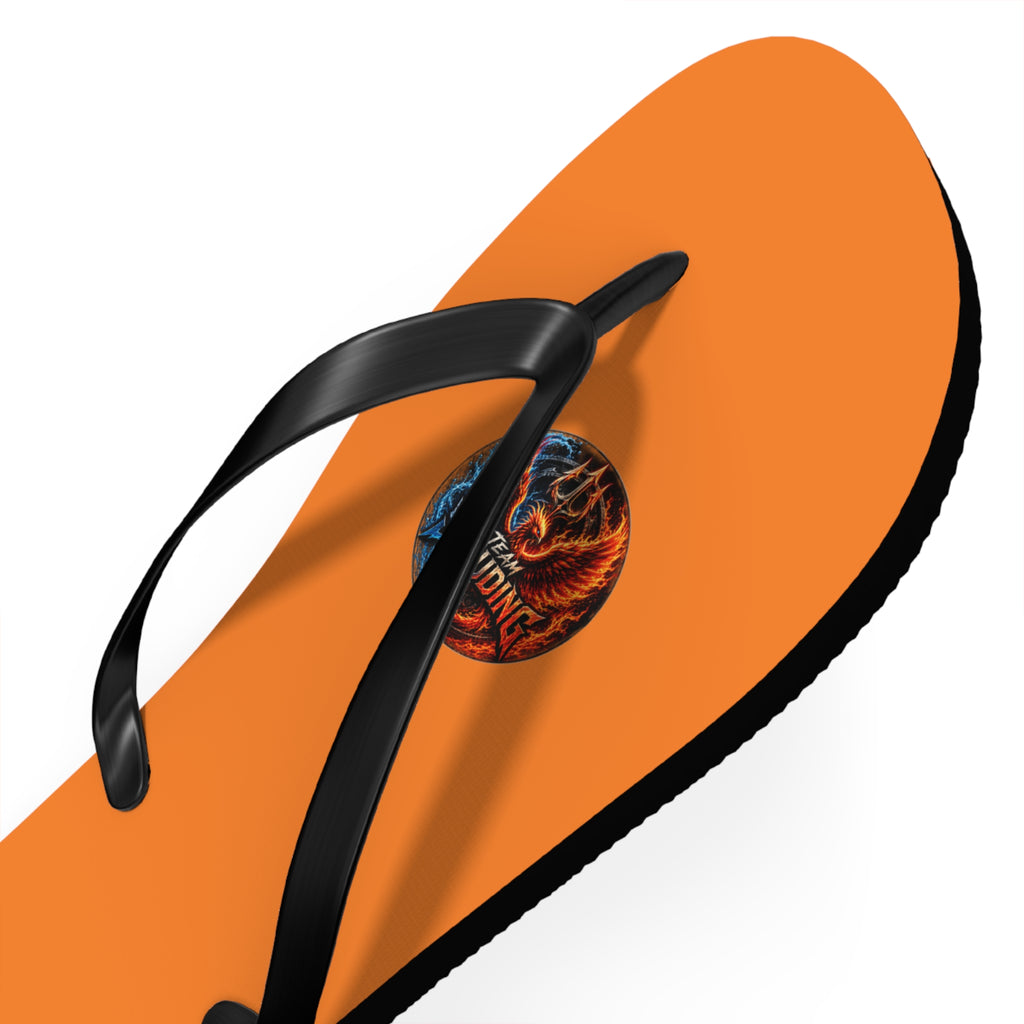 Orange Flip Flops with Small Tribal Sun Accent – Summer Beach Sandals