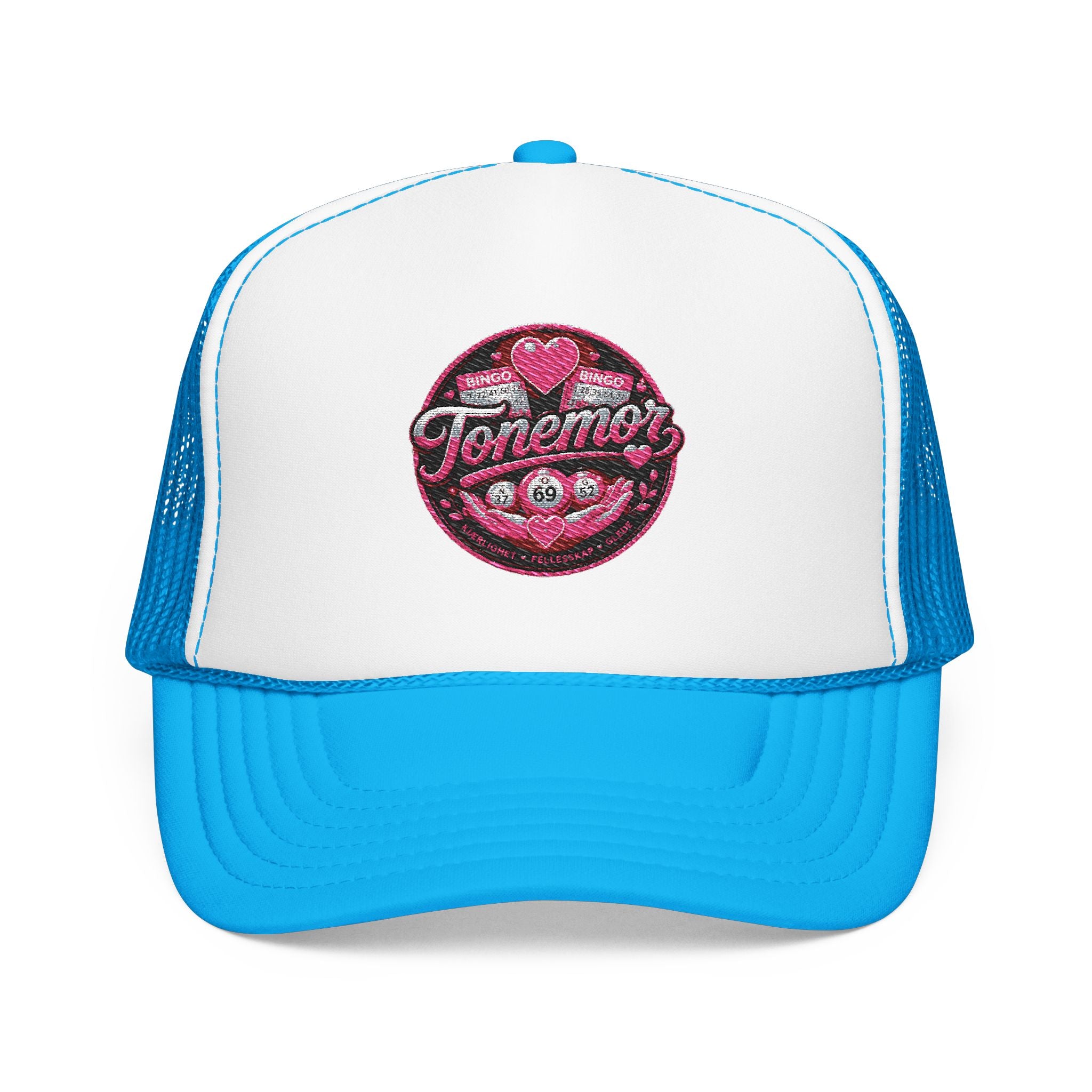 Foam Trucker Hat — Pink Glitter "Tenerme" Heart Patch Cap