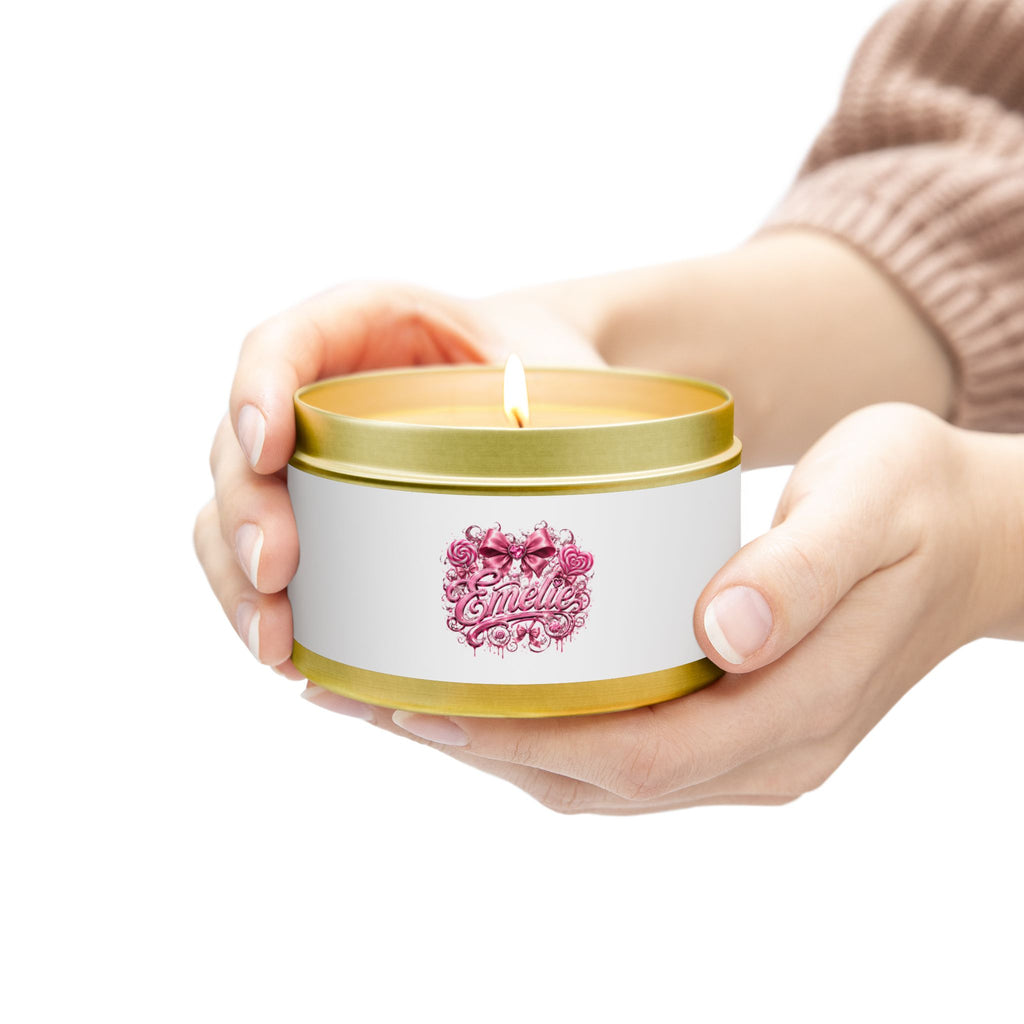 Floral Pink 'Hello' Tin Candle – Scented Decorative Travel Candle