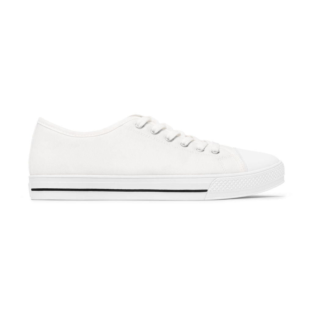 Floral Vibes Low Top Sneakers – Women's White Canvas Shoes with Purple Blossom Accent