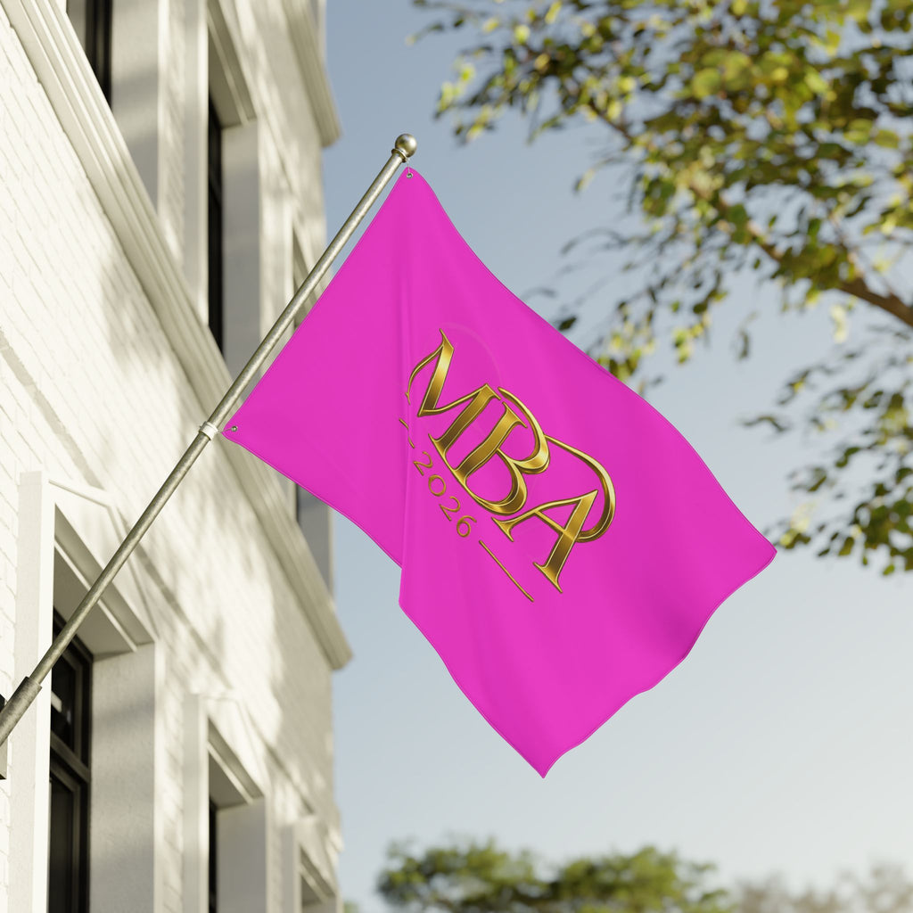 MBA 2026 Double-Sided Flag — Pink Gold Graduation Banner
